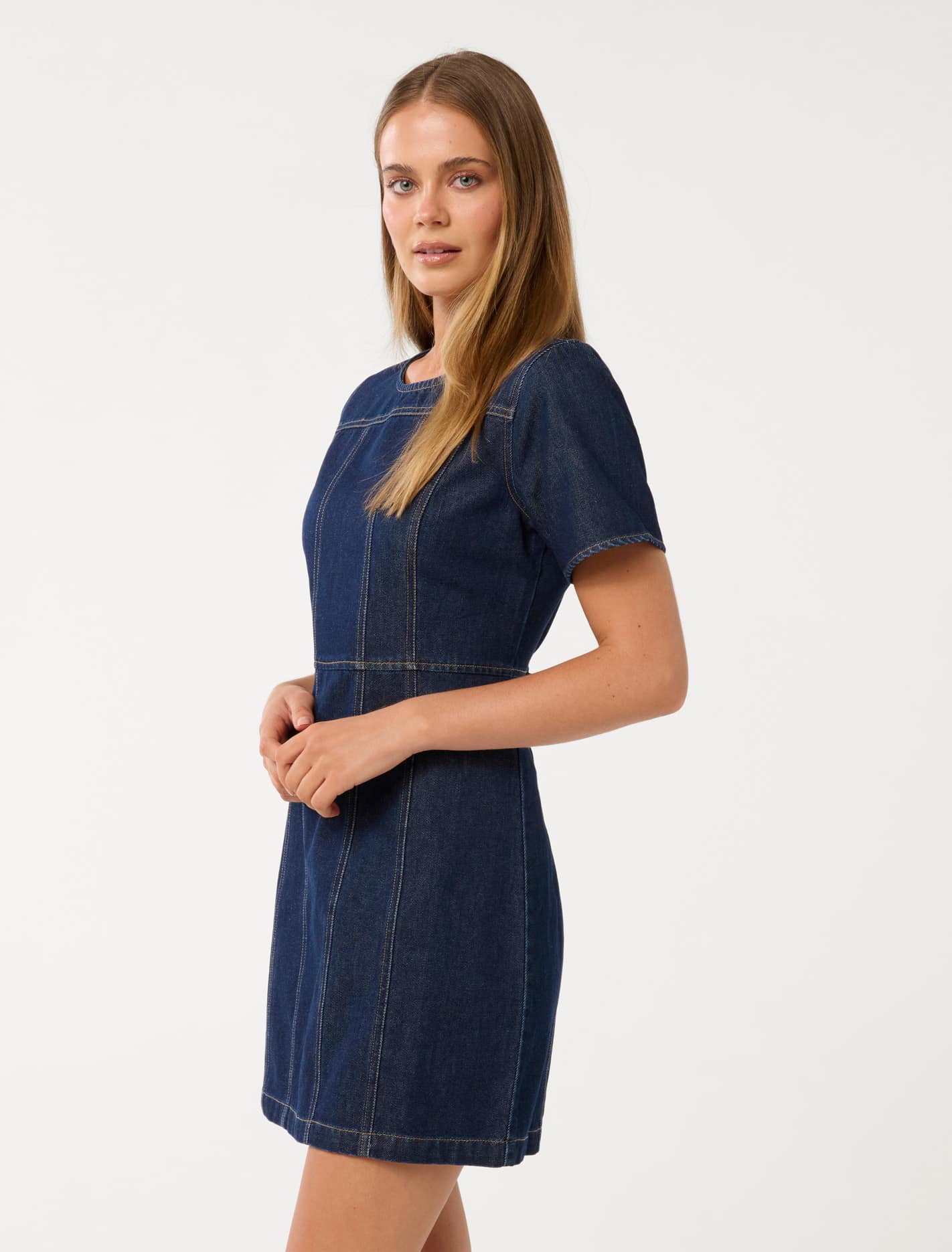 Bleu Shift Denim Dress Dark Rinse Wash