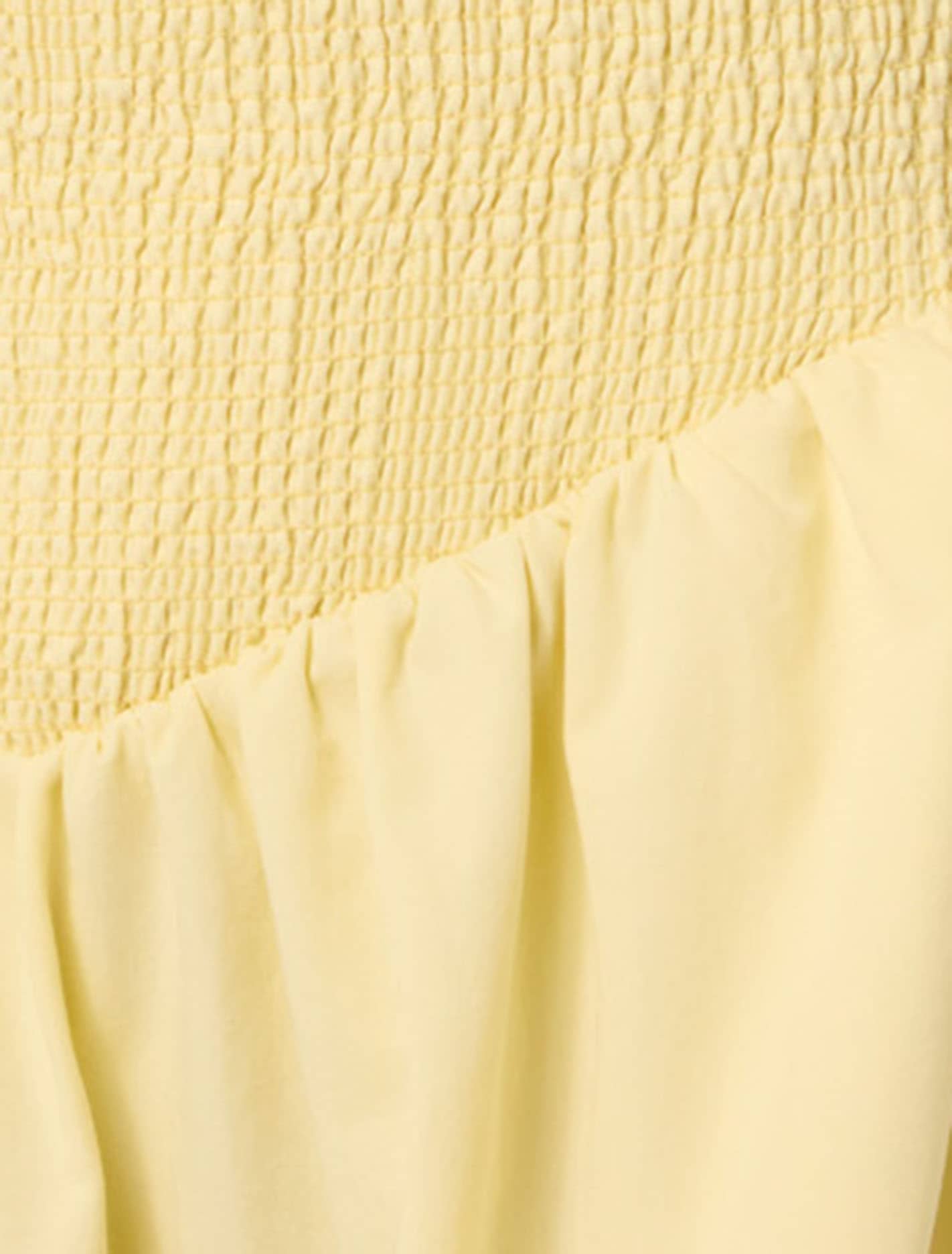 Dylan Petite Shirred Cotton Midi Dress Pastel Yellow