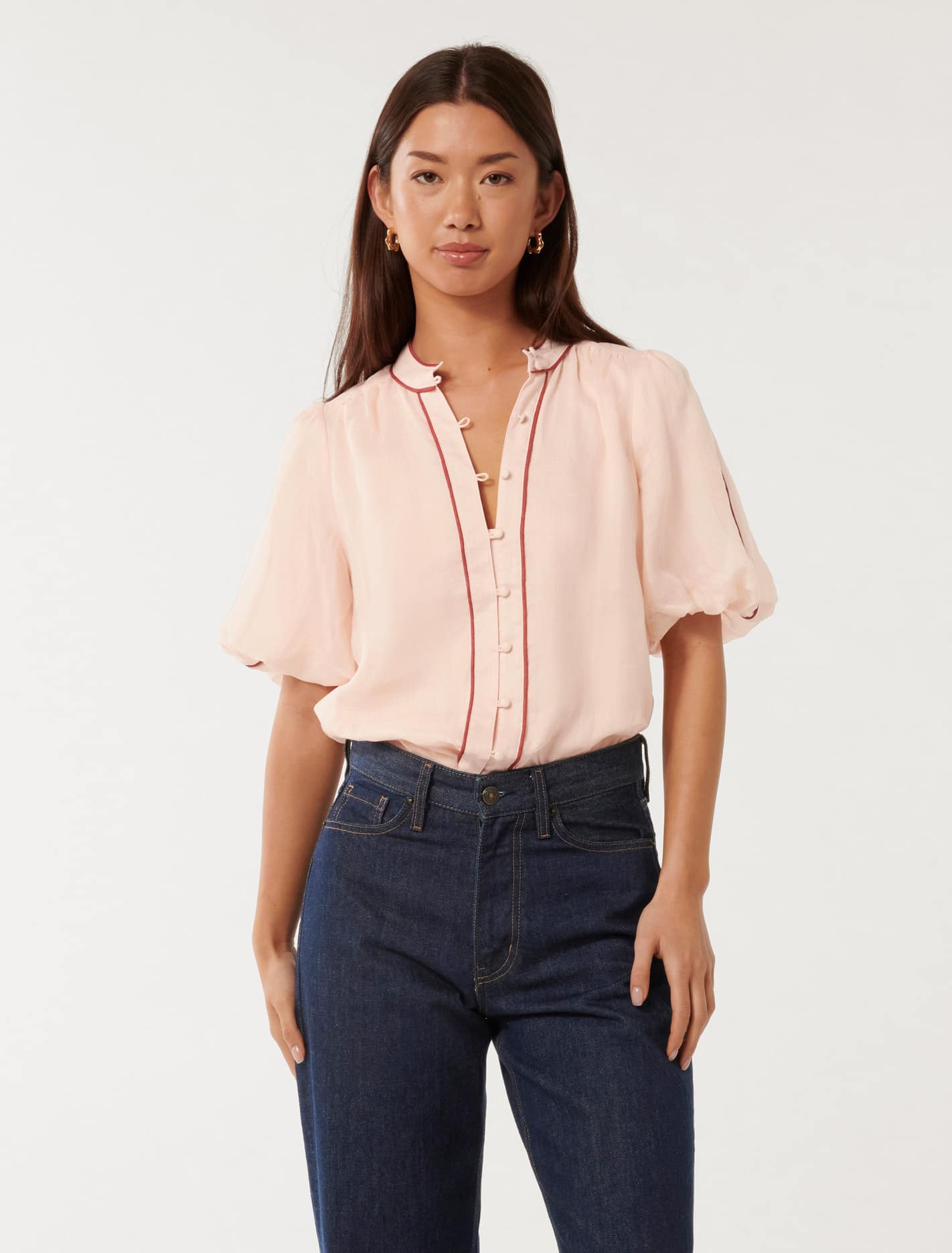 Perry Piping Blouse Misty Pink