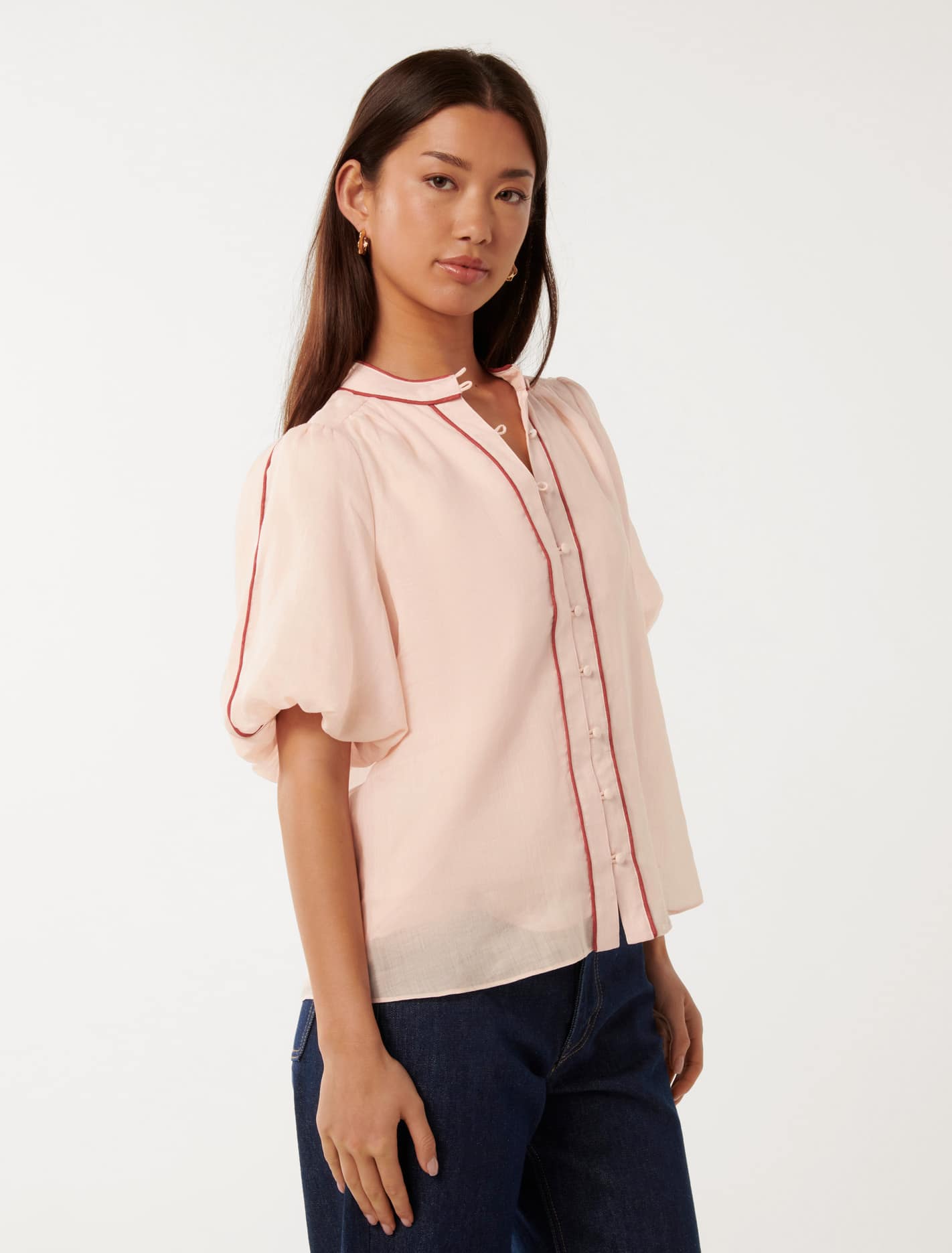 Perry Piping Blouse Misty Pink