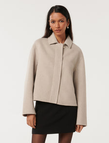 Eden Petite Zip-Through Felled Jacket Soft Oatmeal