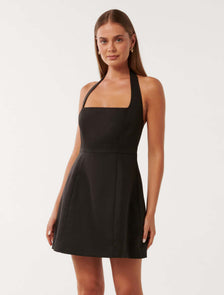 Stevie Halter-Neck Mini Dress Black