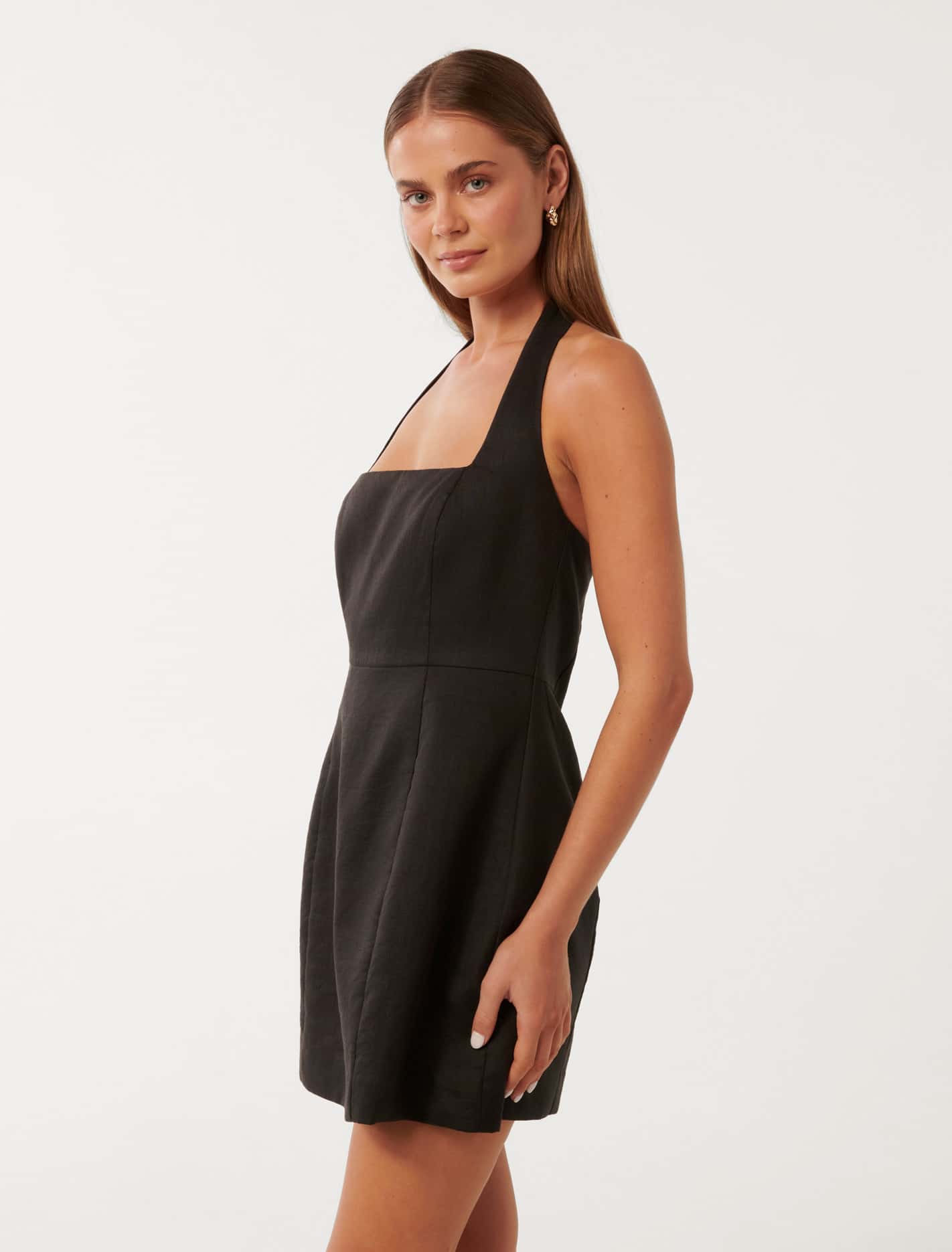 Stevie Halter-Neck Mini Dress Black
