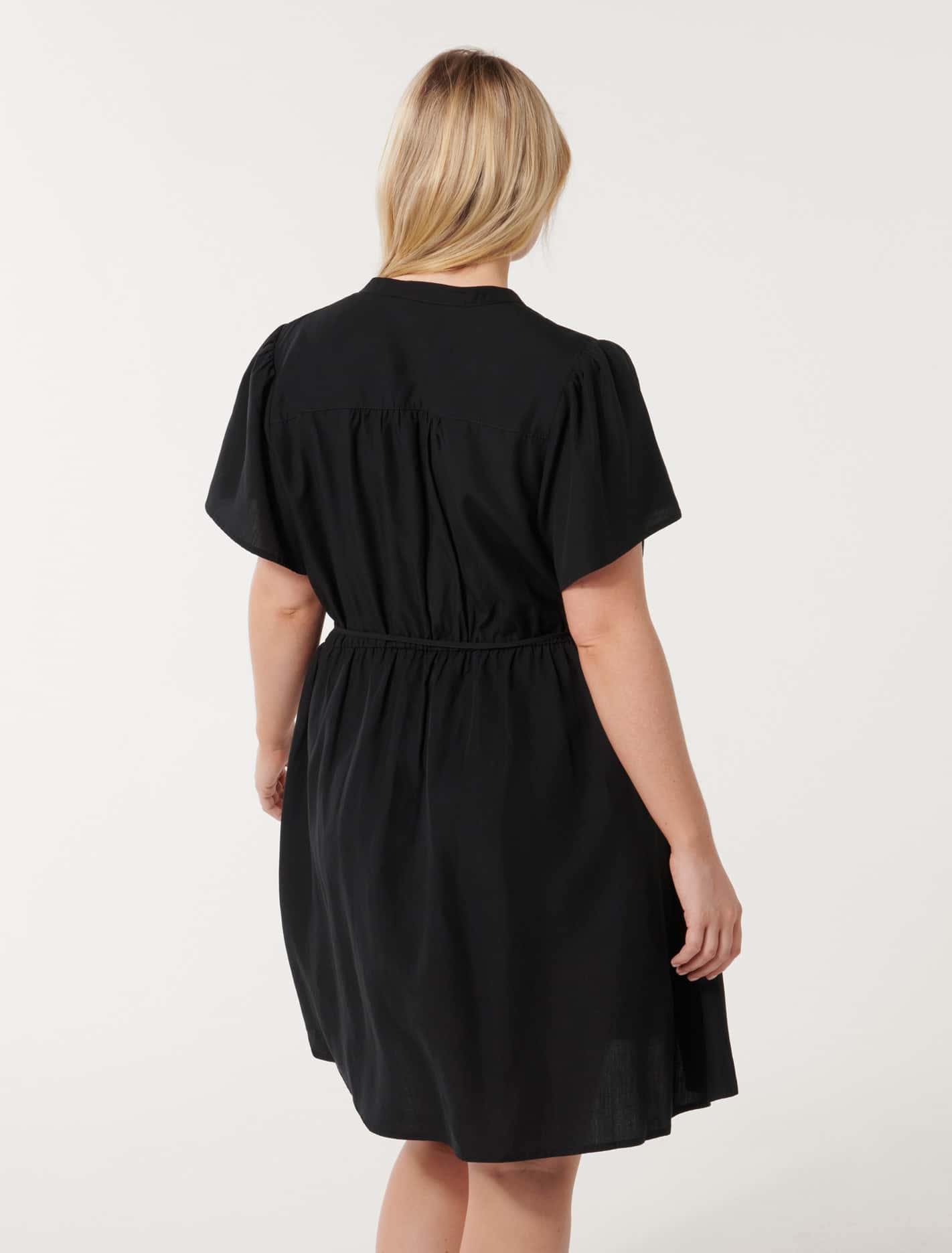 Logan Curve Shirt Mini Dress Black