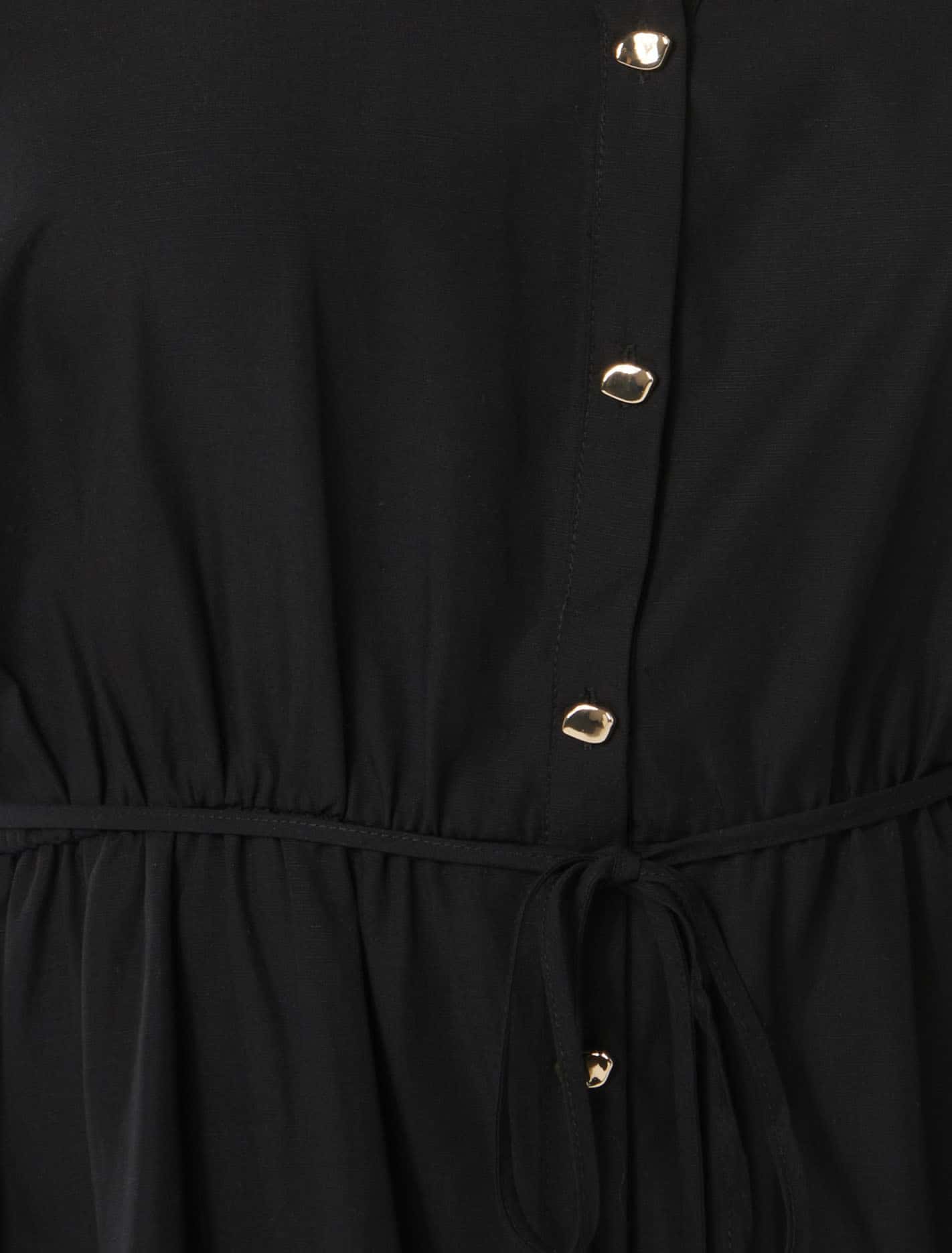 Logan Curve Shirt Mini Dress Black