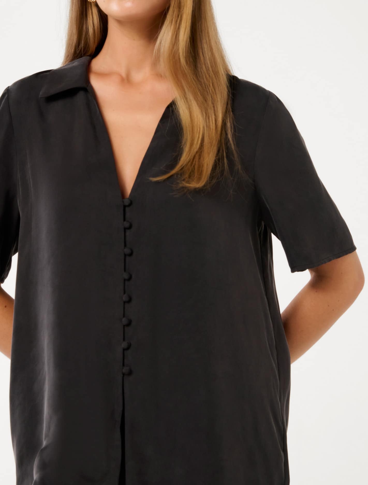 Bella Button Front Shirt Black