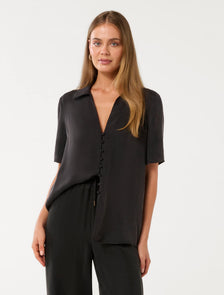 Bella Button Front Shirt Black