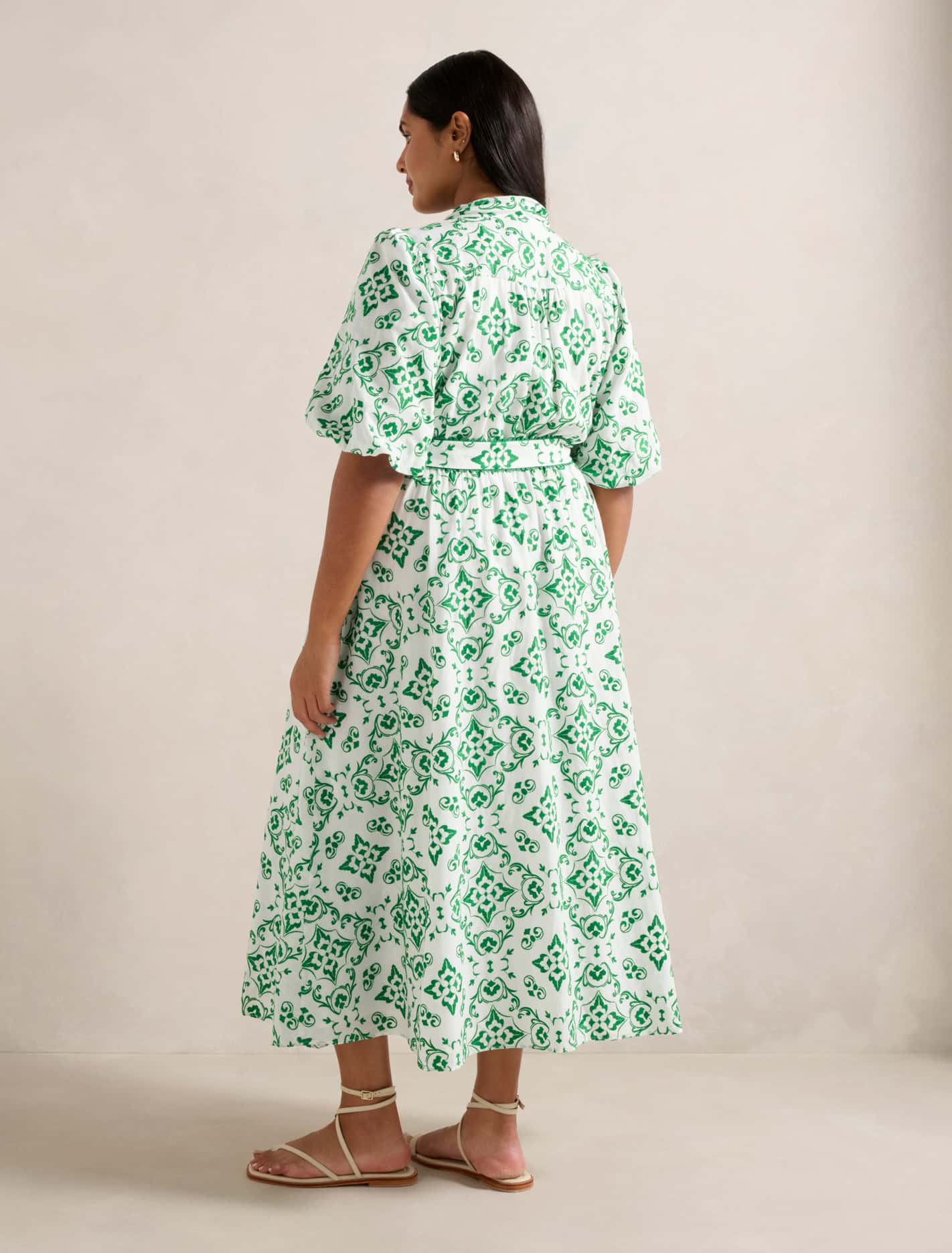 Rhiannon Curve Embroidered Midi Dress Green Small Marina