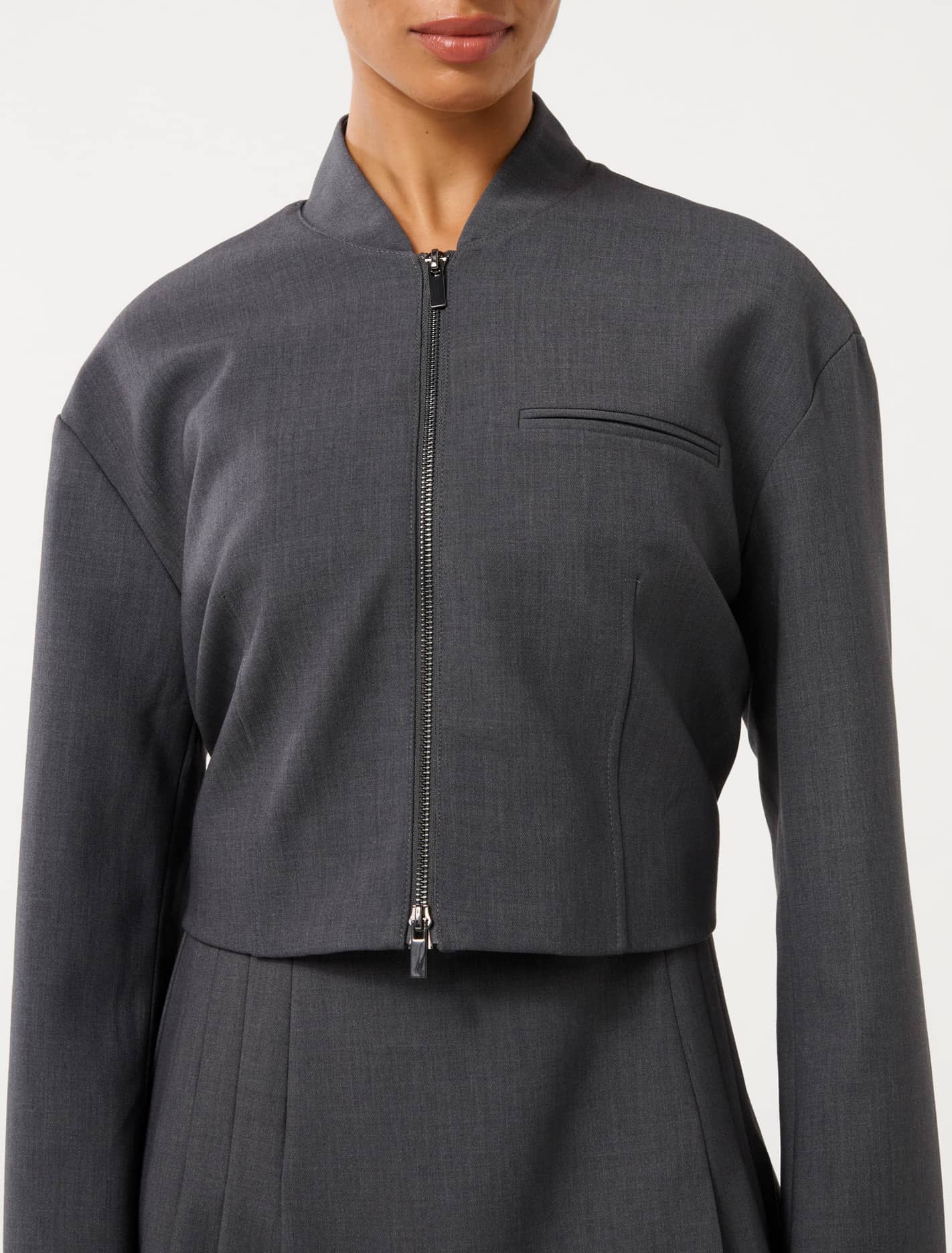 Maddison Petite Formal Bomber Jacket Grey Marle Co-ord