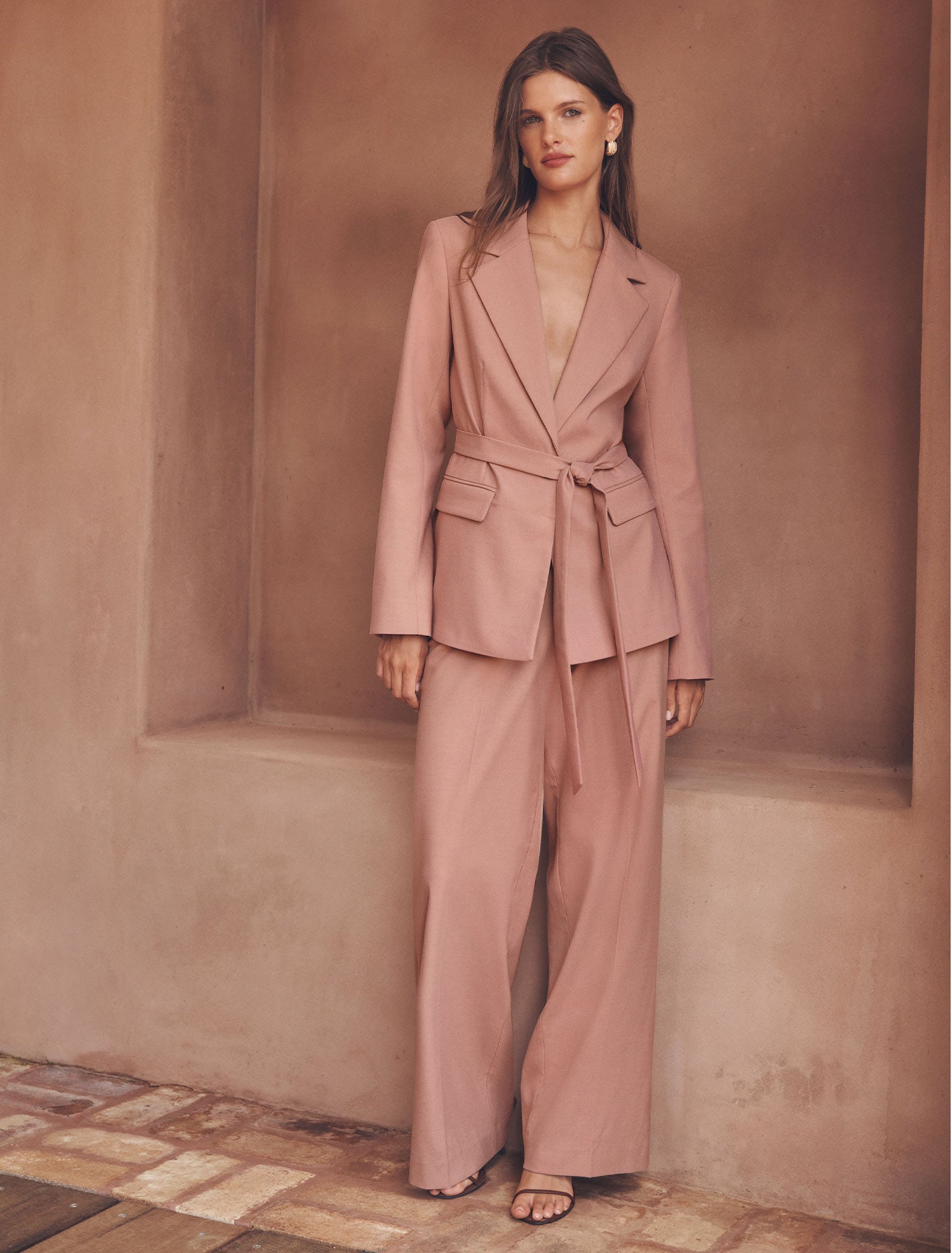 Iris Wide Leg Pant Soft Pink Suit