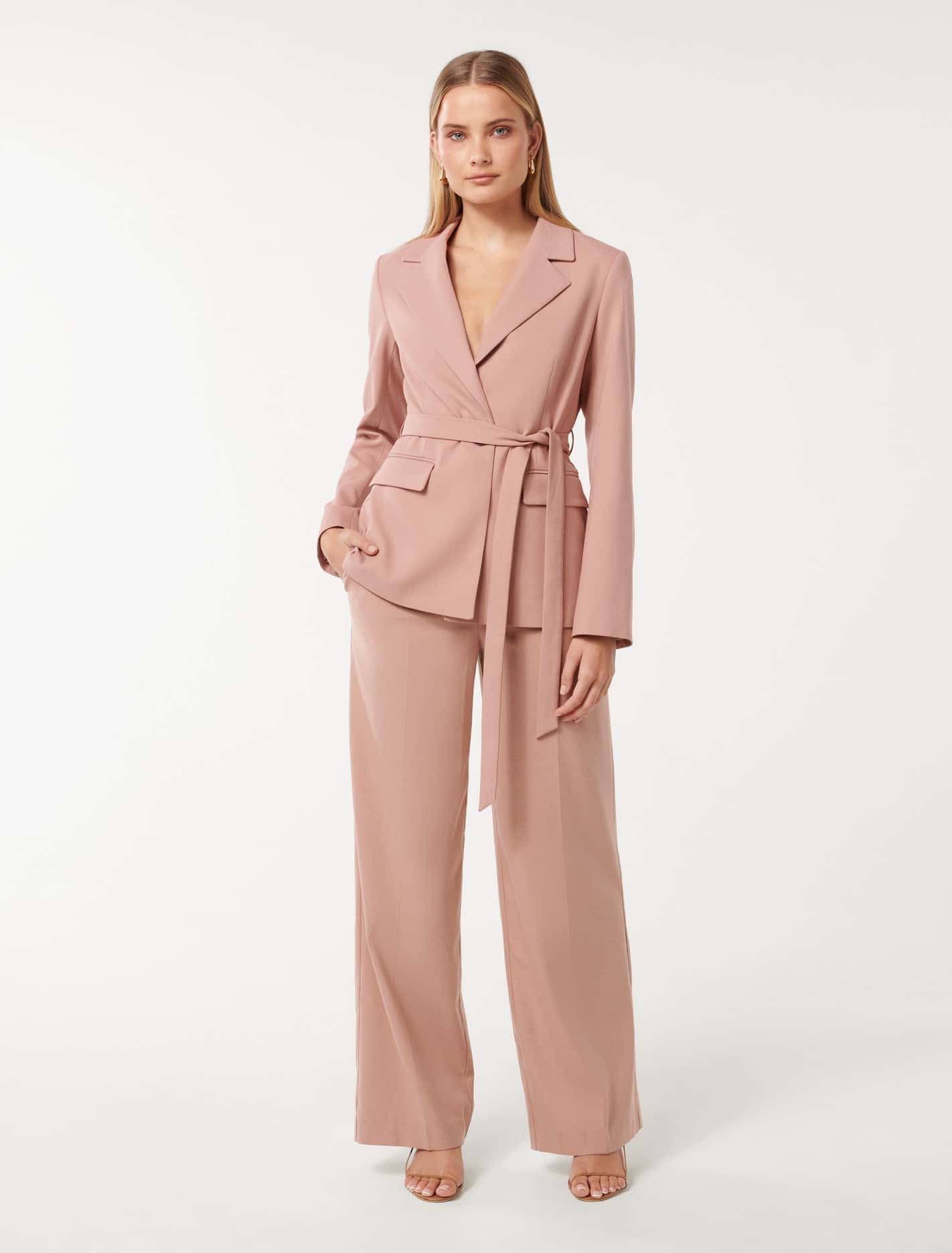 Iris Wide Leg Pant Soft Pink Suit