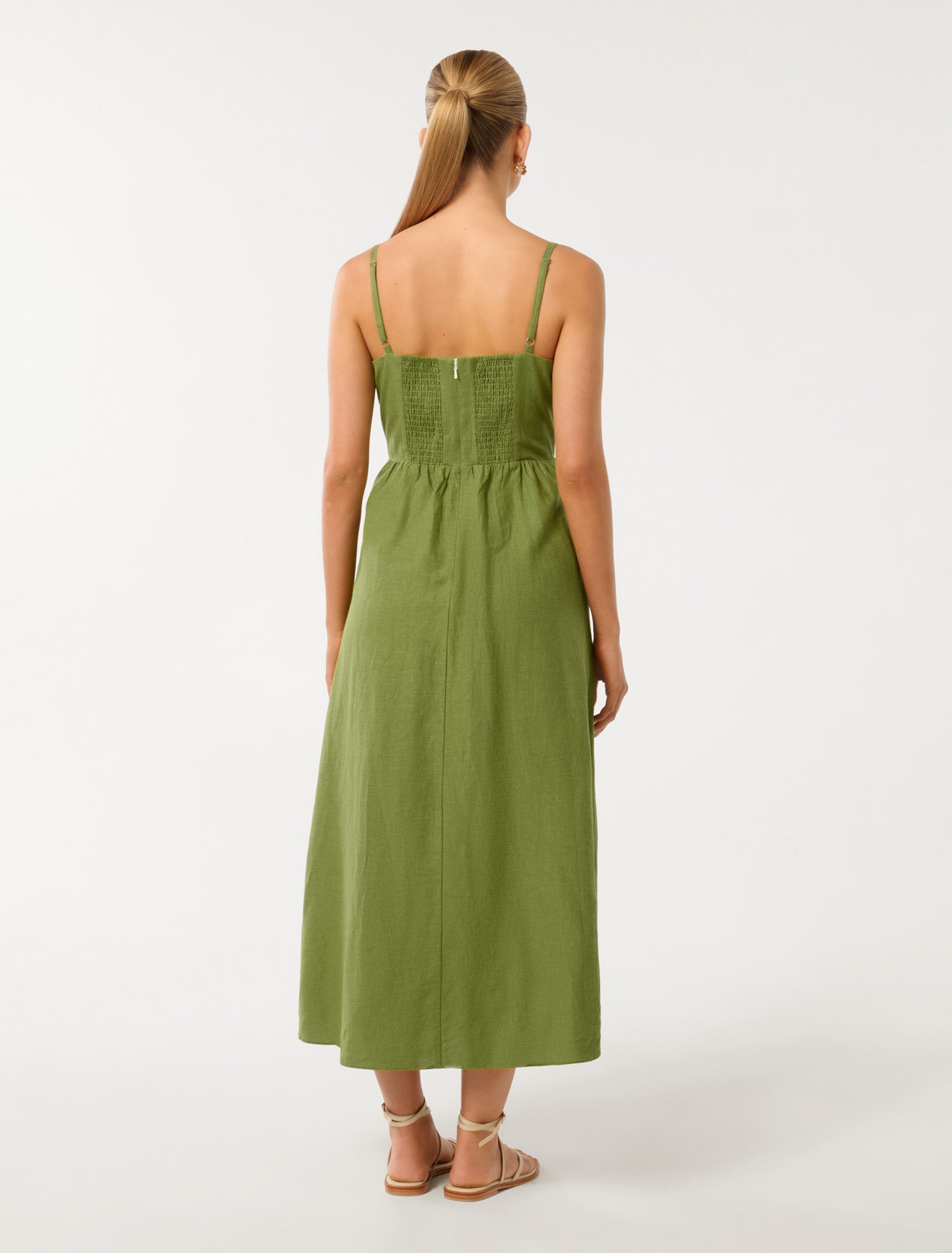 Maya Linen Midi Dress Greenery