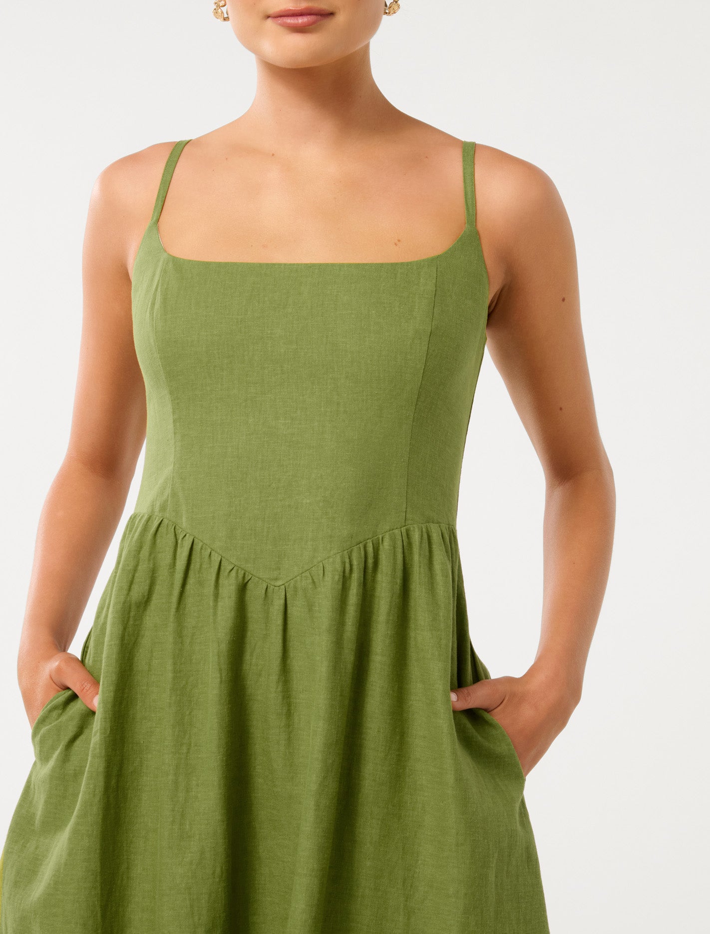 Maya Linen Midi Dress Greenery