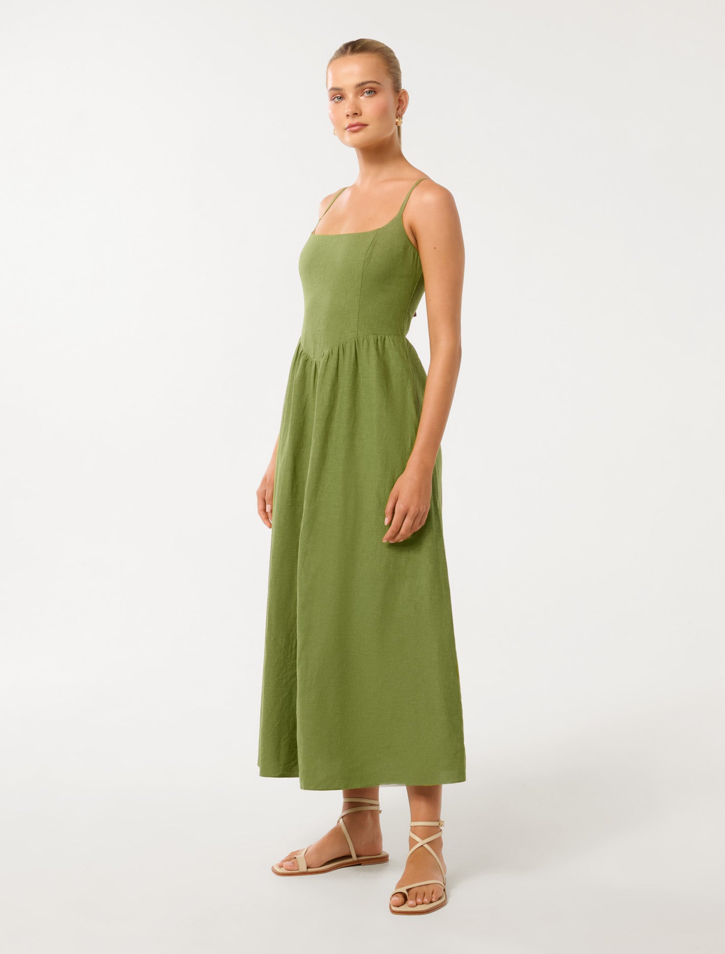 Maya Linen Midi Dress Greenery