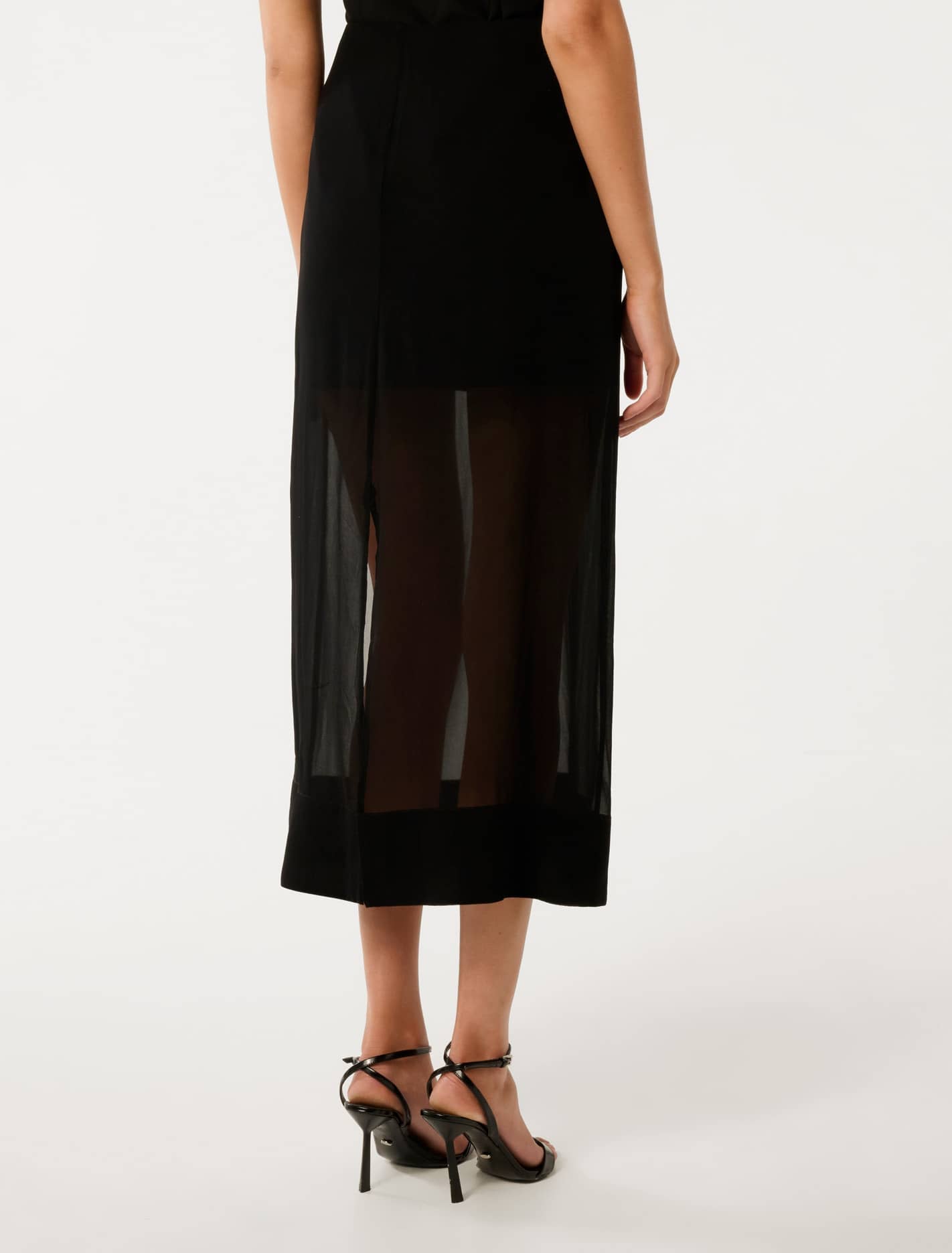 Yolanda Sheer Midi Skirt Black