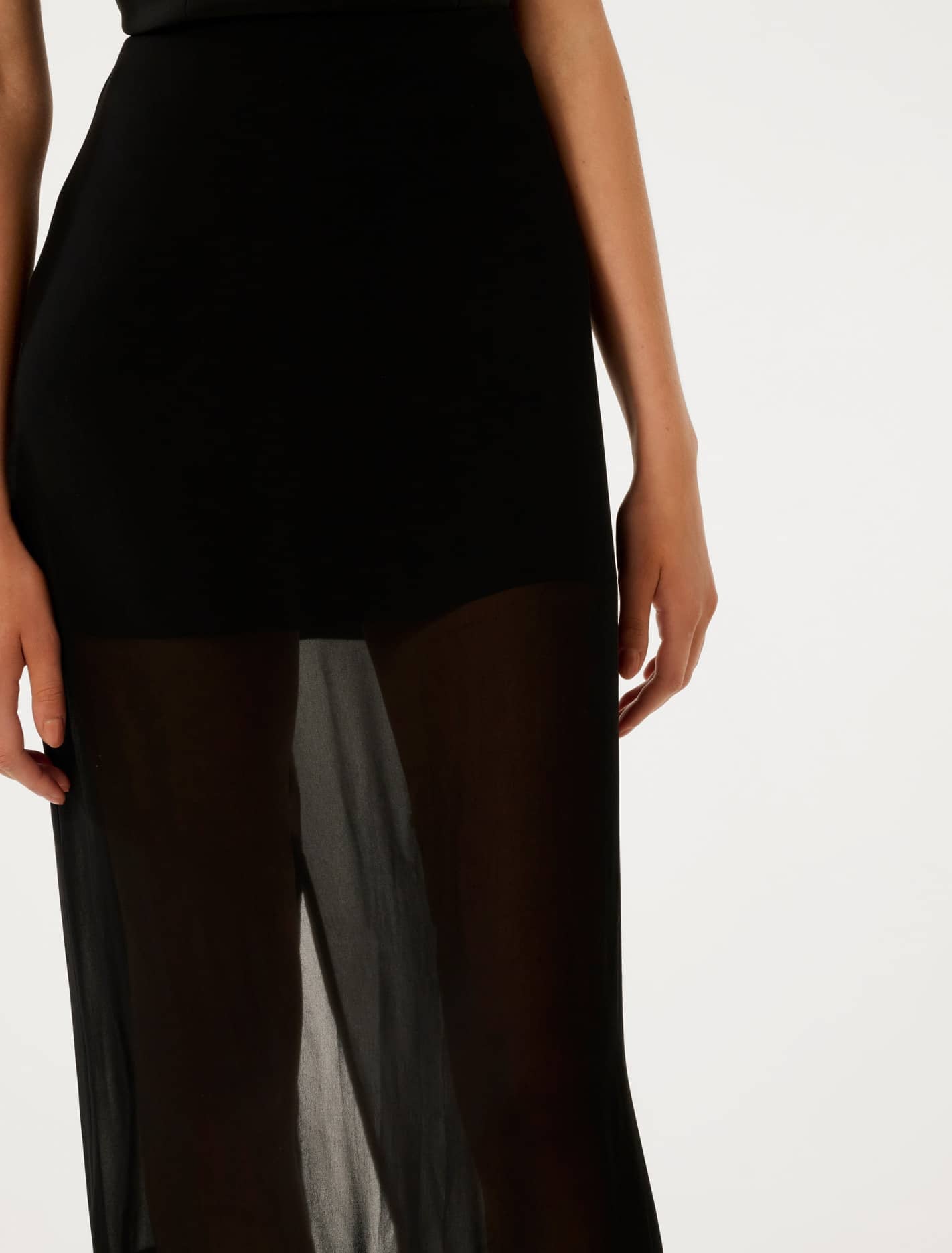 Yolanda Sheer Midi Skirt Black