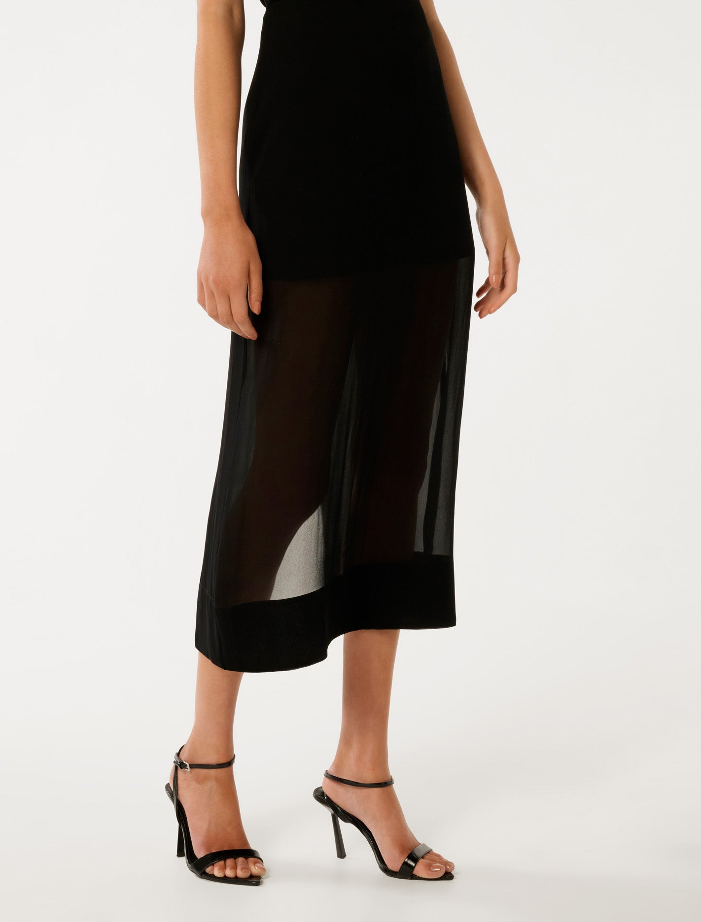 Yolanda Sheer Midi Skirt Black