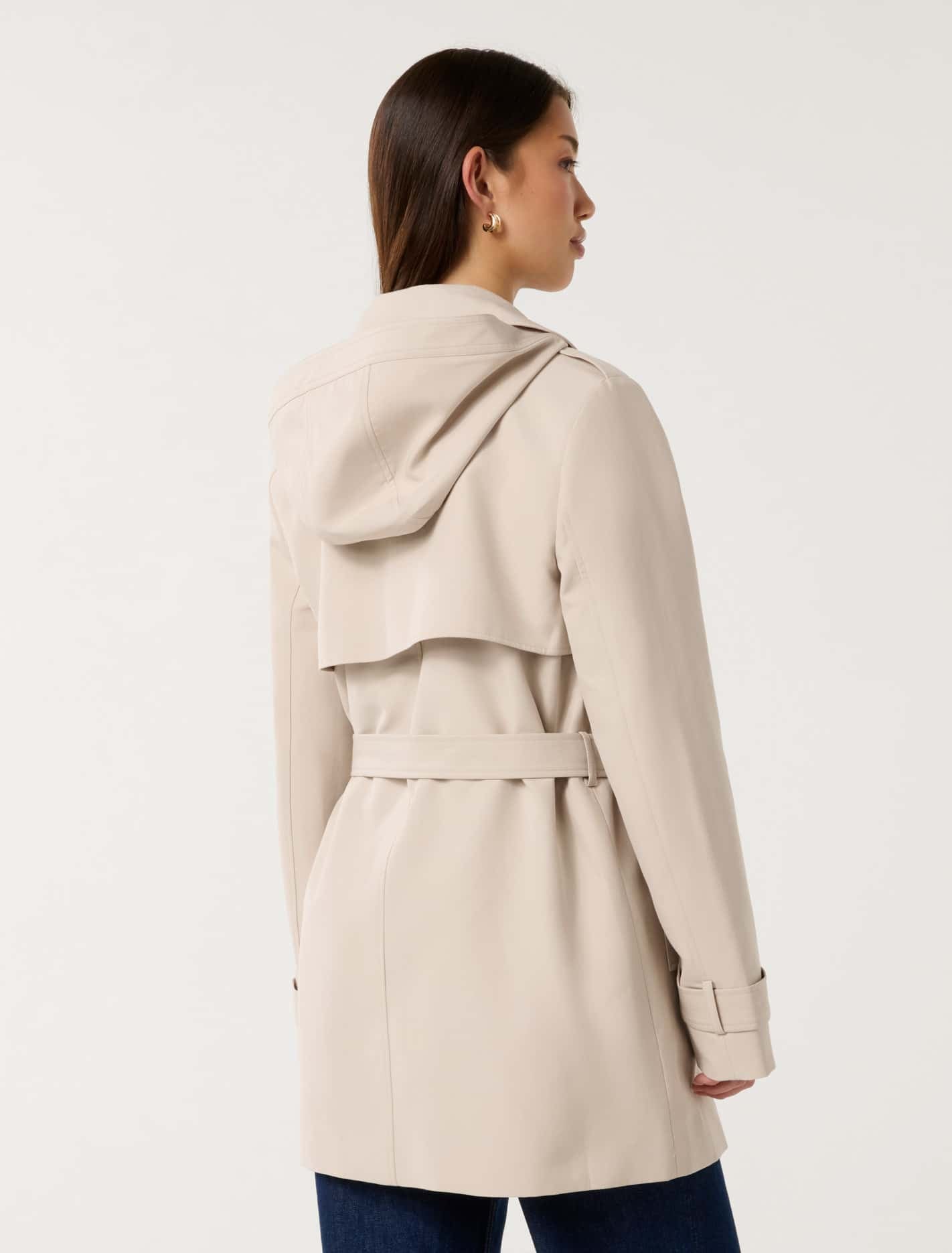 Rhea Hooded Water Resistant Trench Coat Neutral