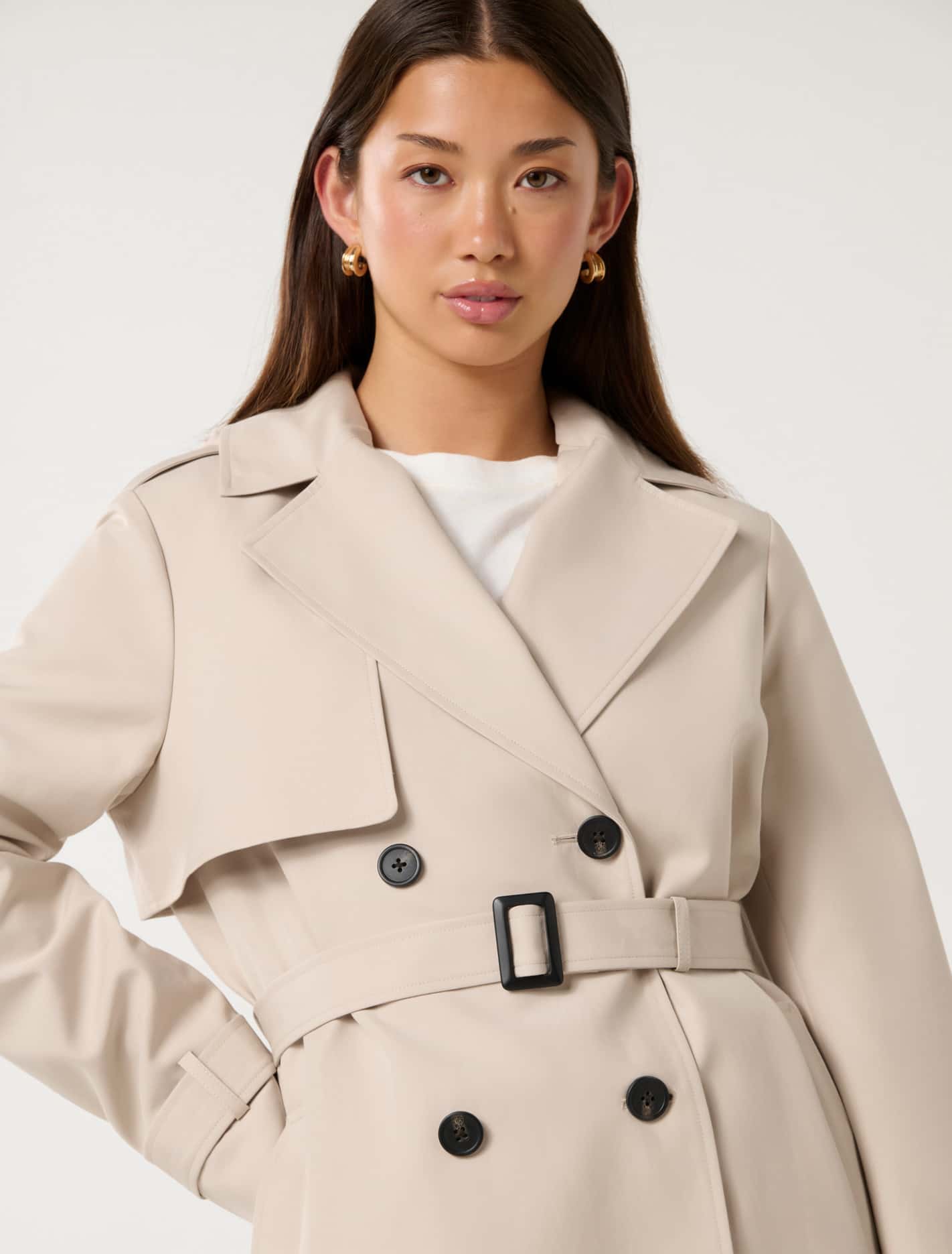 Rhea Hooded Water Resistant Trench Coat Neutral