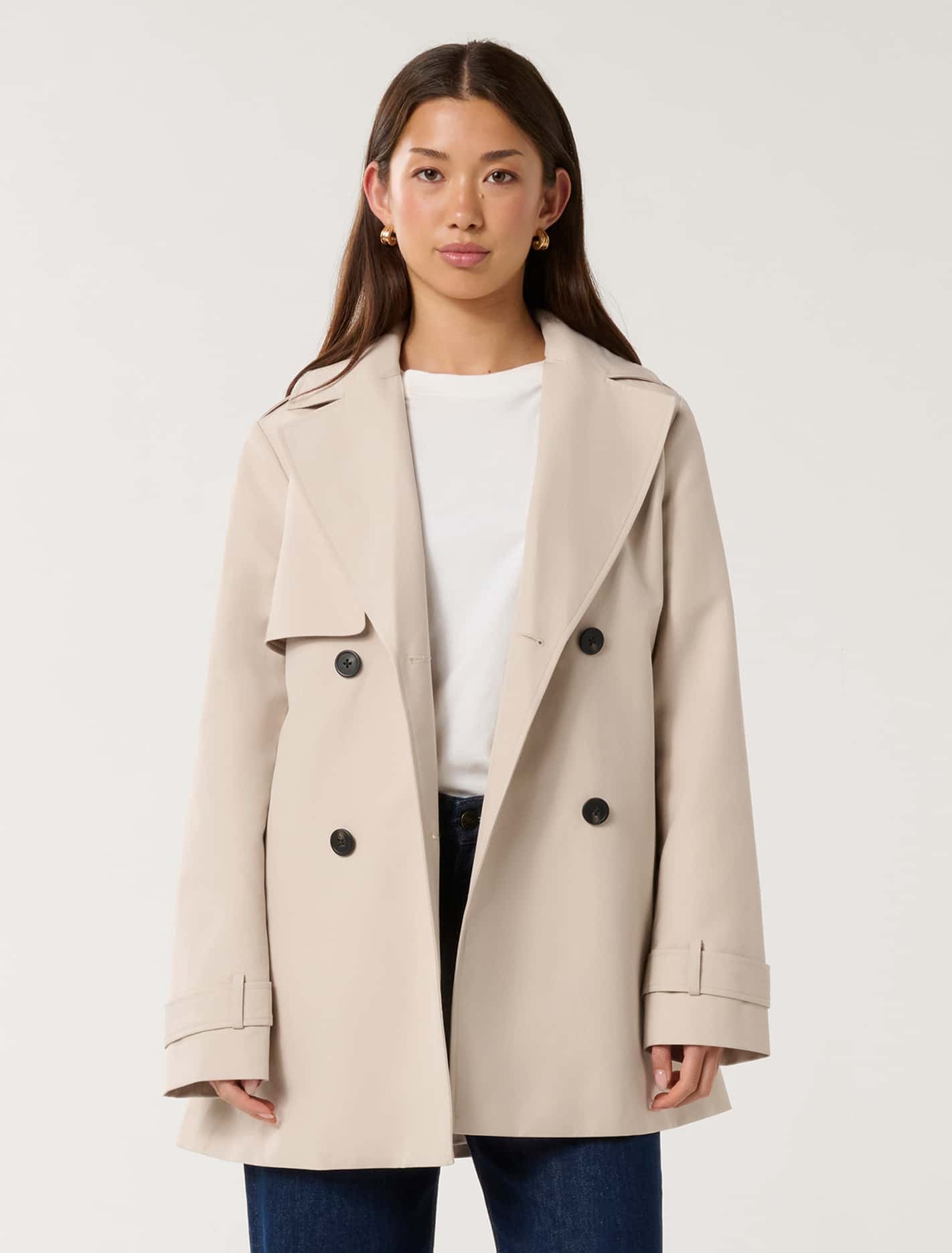 Rhea Hooded Water Resistant Trench Coat Neutral