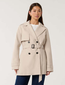 Rhea Hooded Water Resistant Trench Coat Neutral