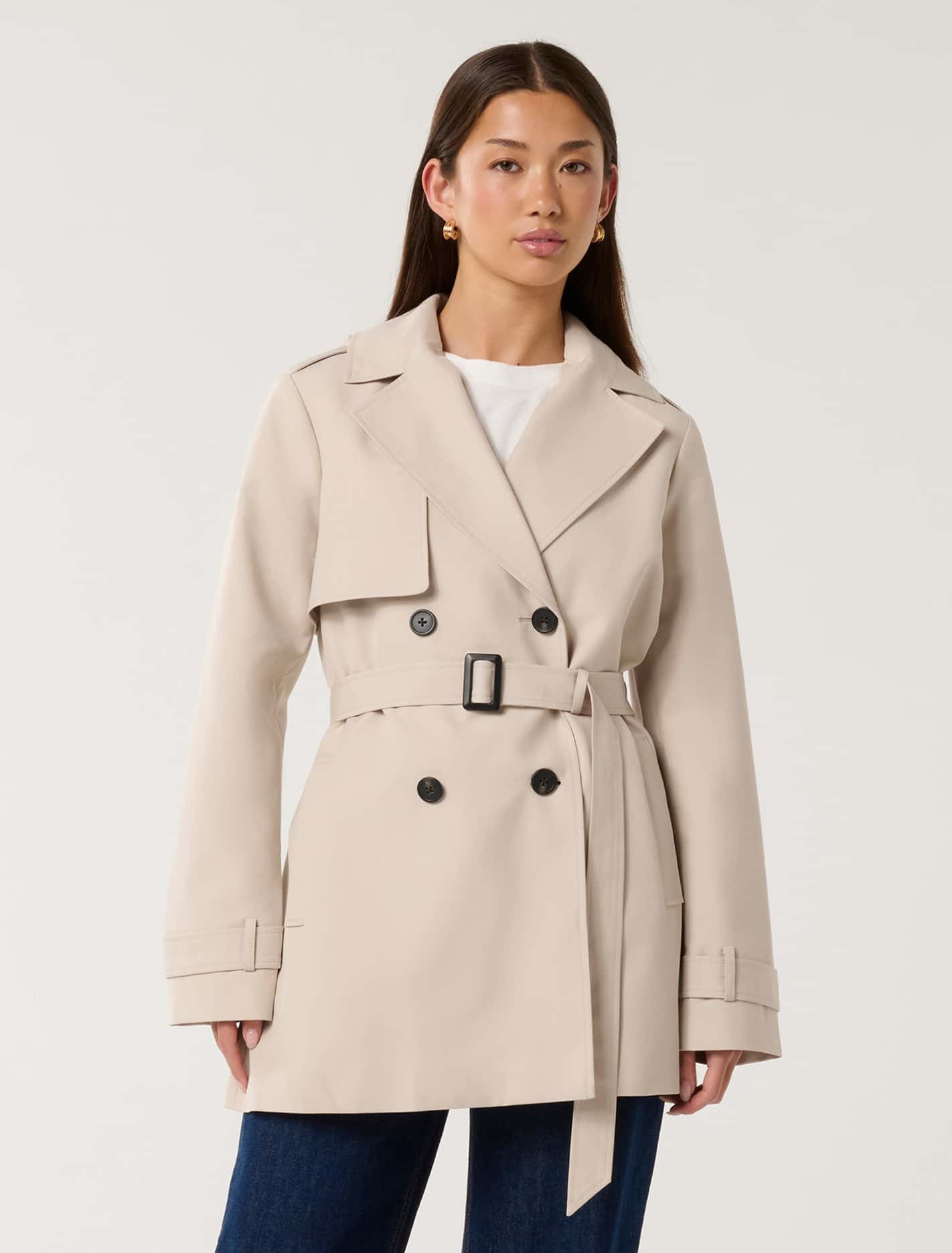 Rhea Hooded Water Resistant Trench Coat Neutral