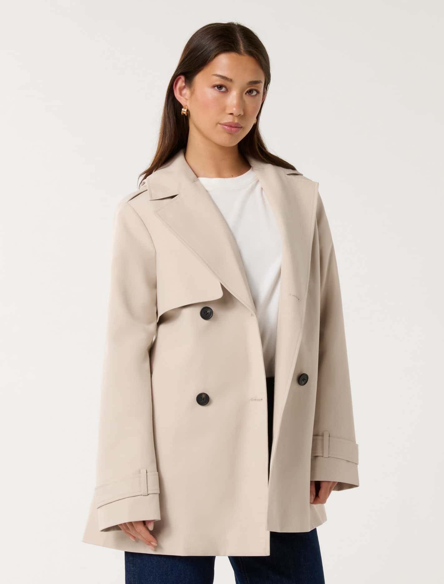 Rhea Hooded Water Resistant Trench Coat Neutral