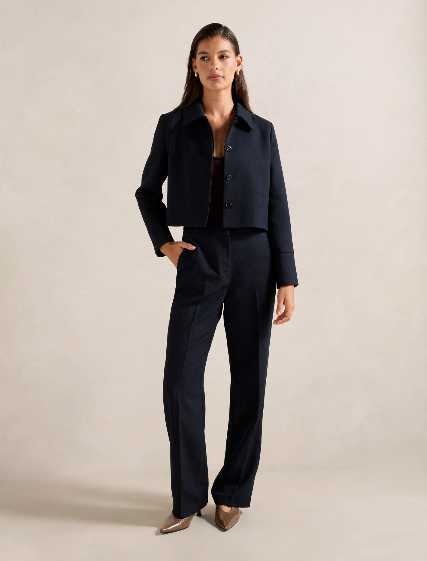 Carson Twill Straight-Leg Pants Navy Suit