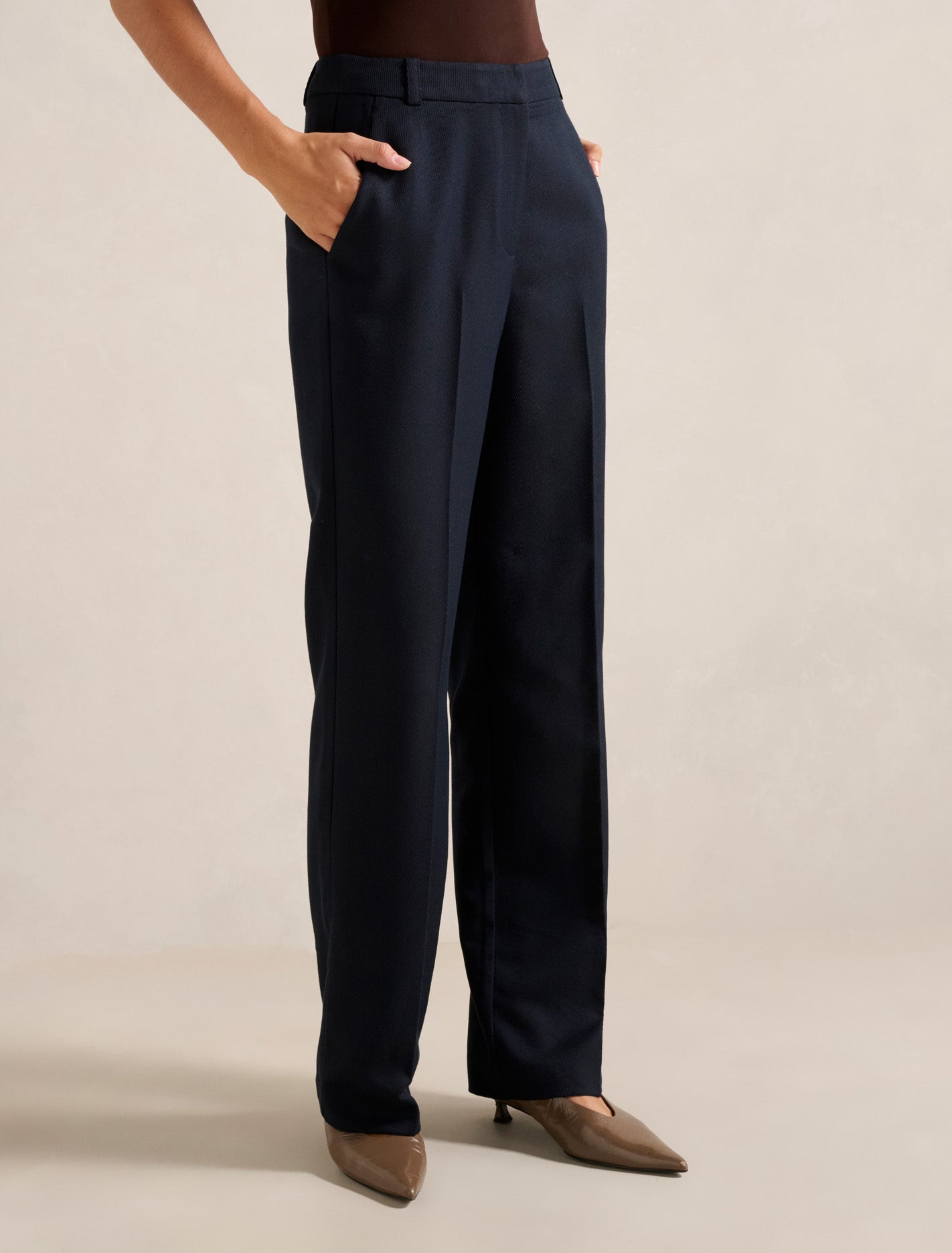 Carson Twill Straight-Leg Pants Navy Suit