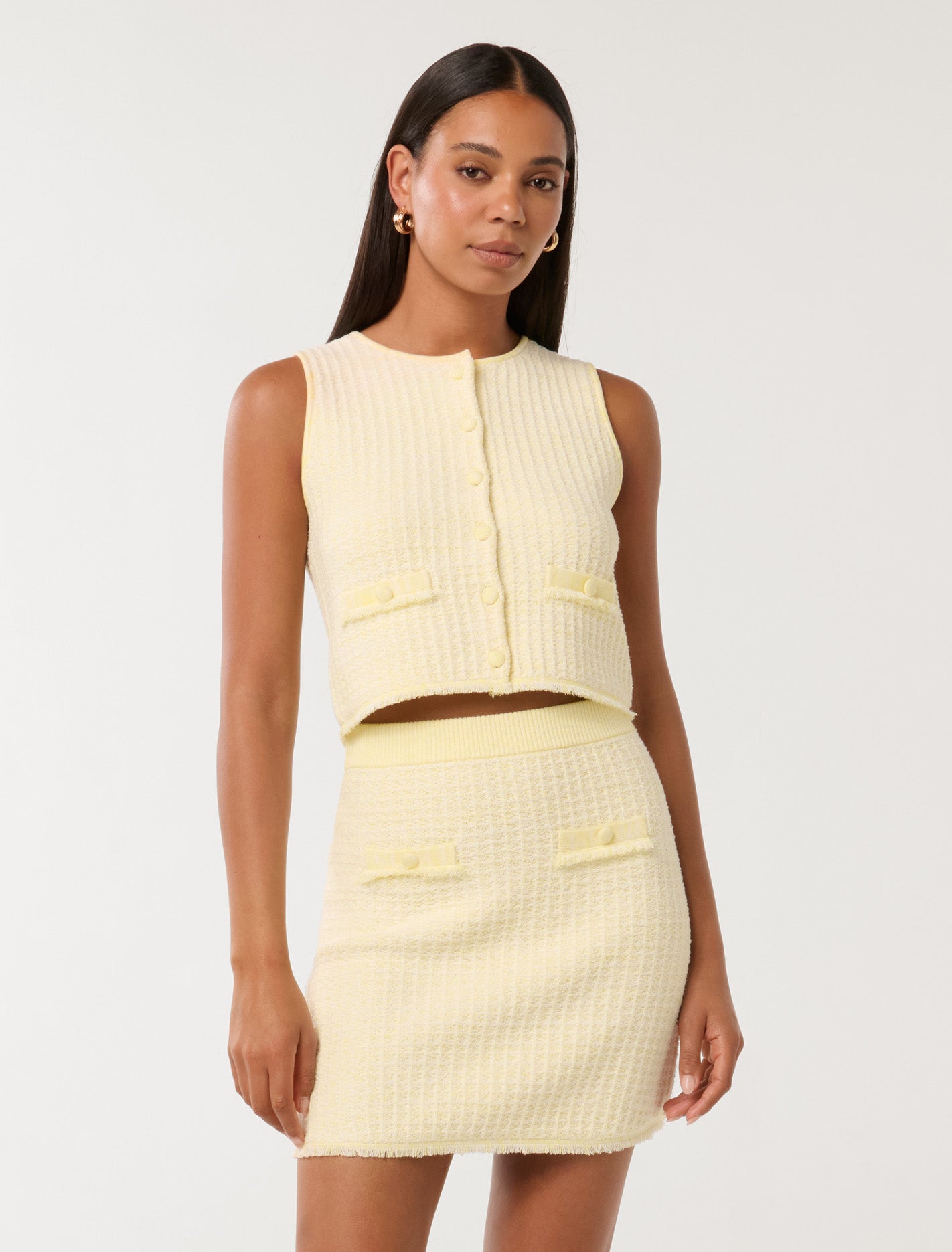 Aria Bouclé Knit Tank Lemon