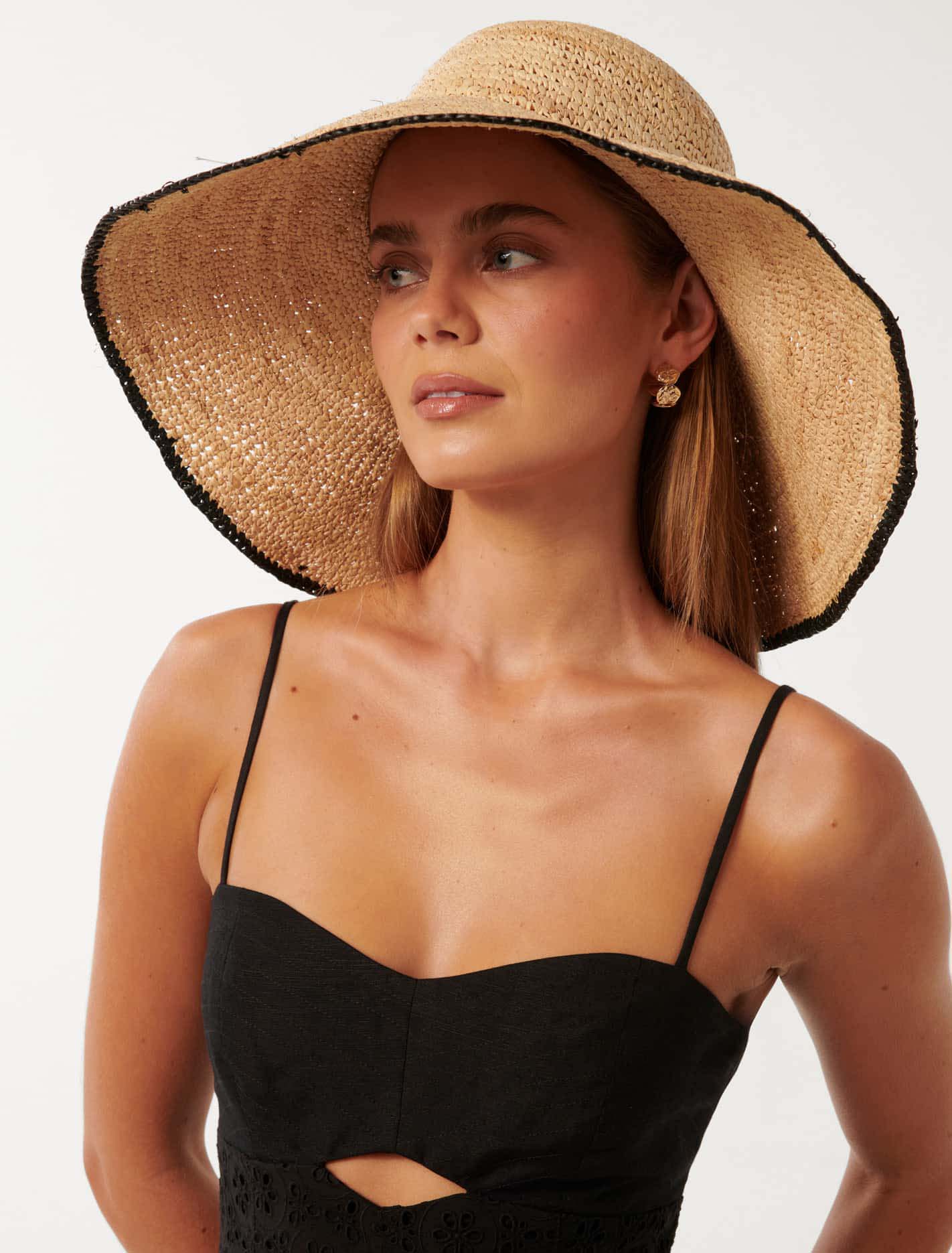 Rebecca Raffia Hat Natural Black