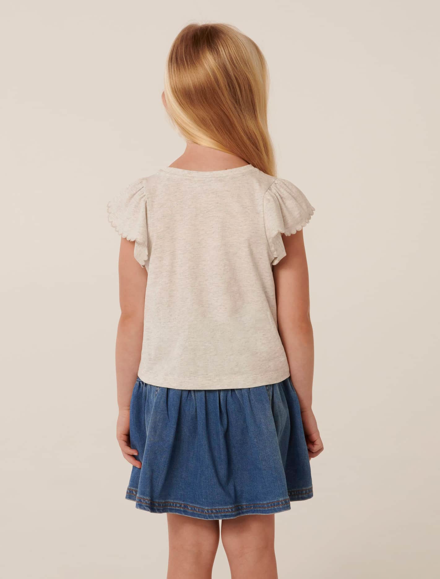 Tina Flutter Girls T-Shirt Snow Grey Marle