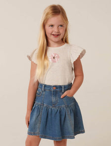 Tina Flutter Girls T-Shirt Snow Grey Marle