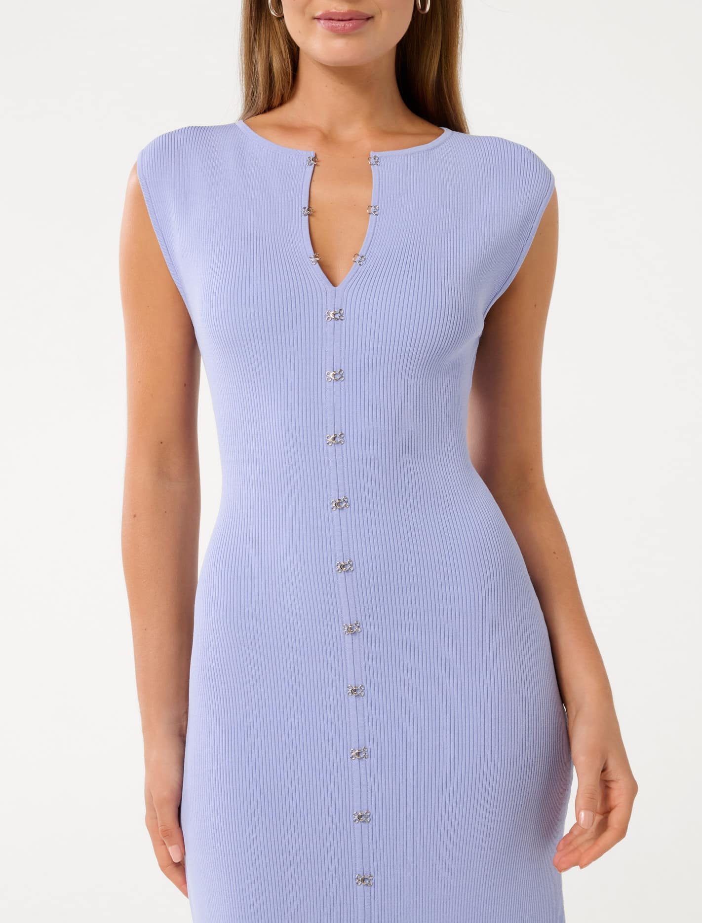 Aster Hook and Eye Detail Midi Dress Baby Lavender