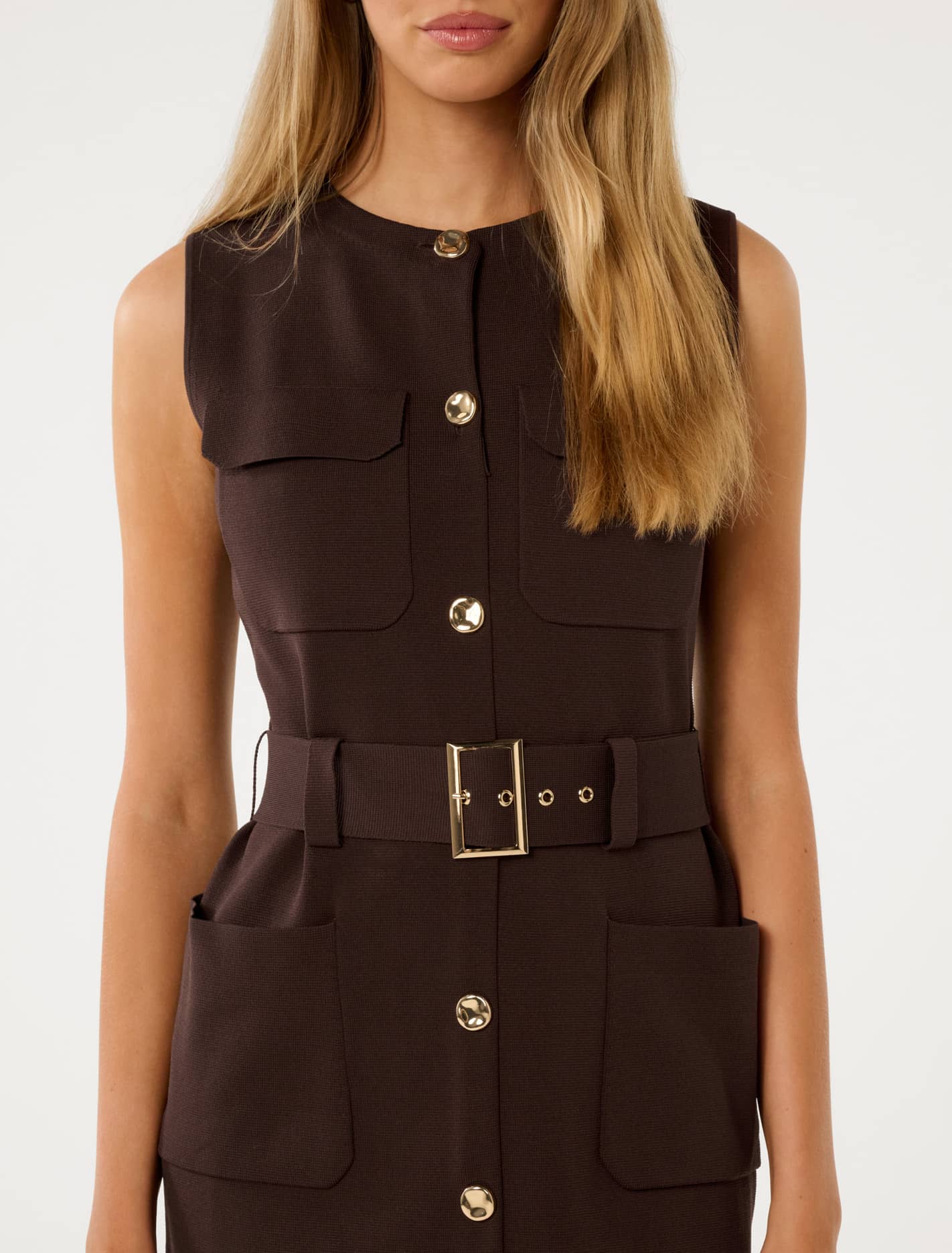Parker Luxe Utility Mini Dress Chocolate