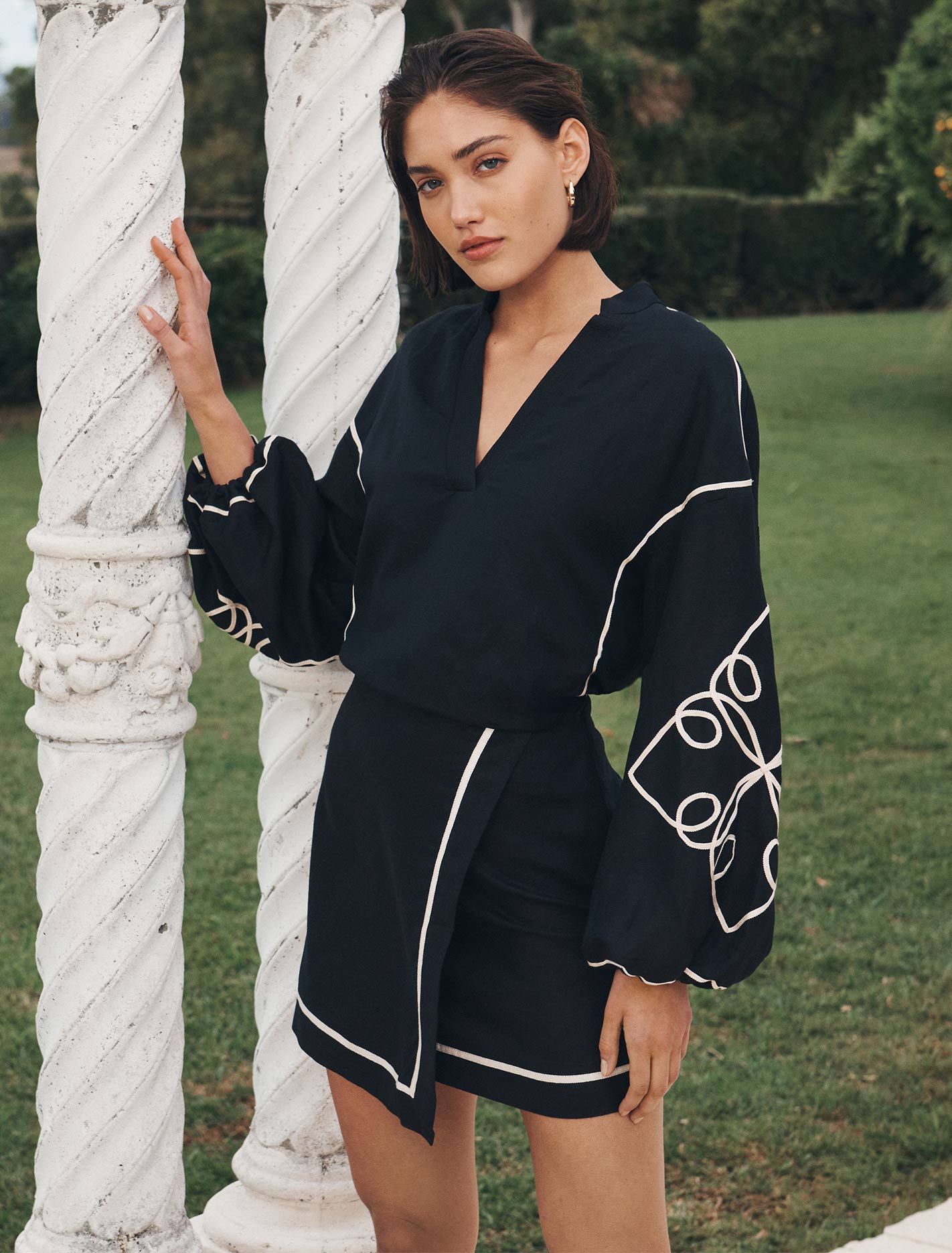 Claude Wrap Mini Skirt Black Co-Ord