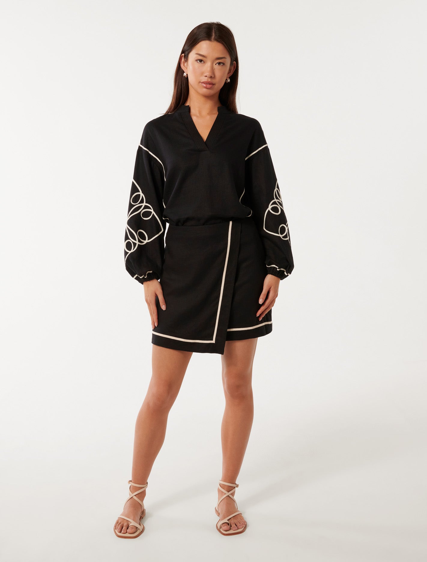 Claude Wrap Mini Skirt Black Co-Ord