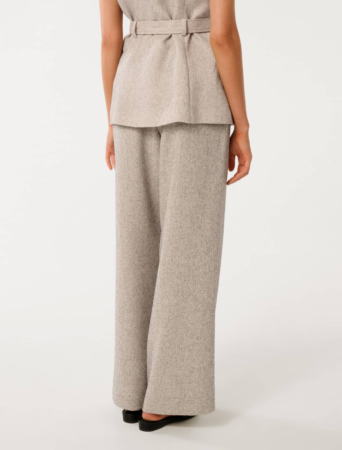 Jackie Textured Wide-Leg Pants Soft Grey Fleck