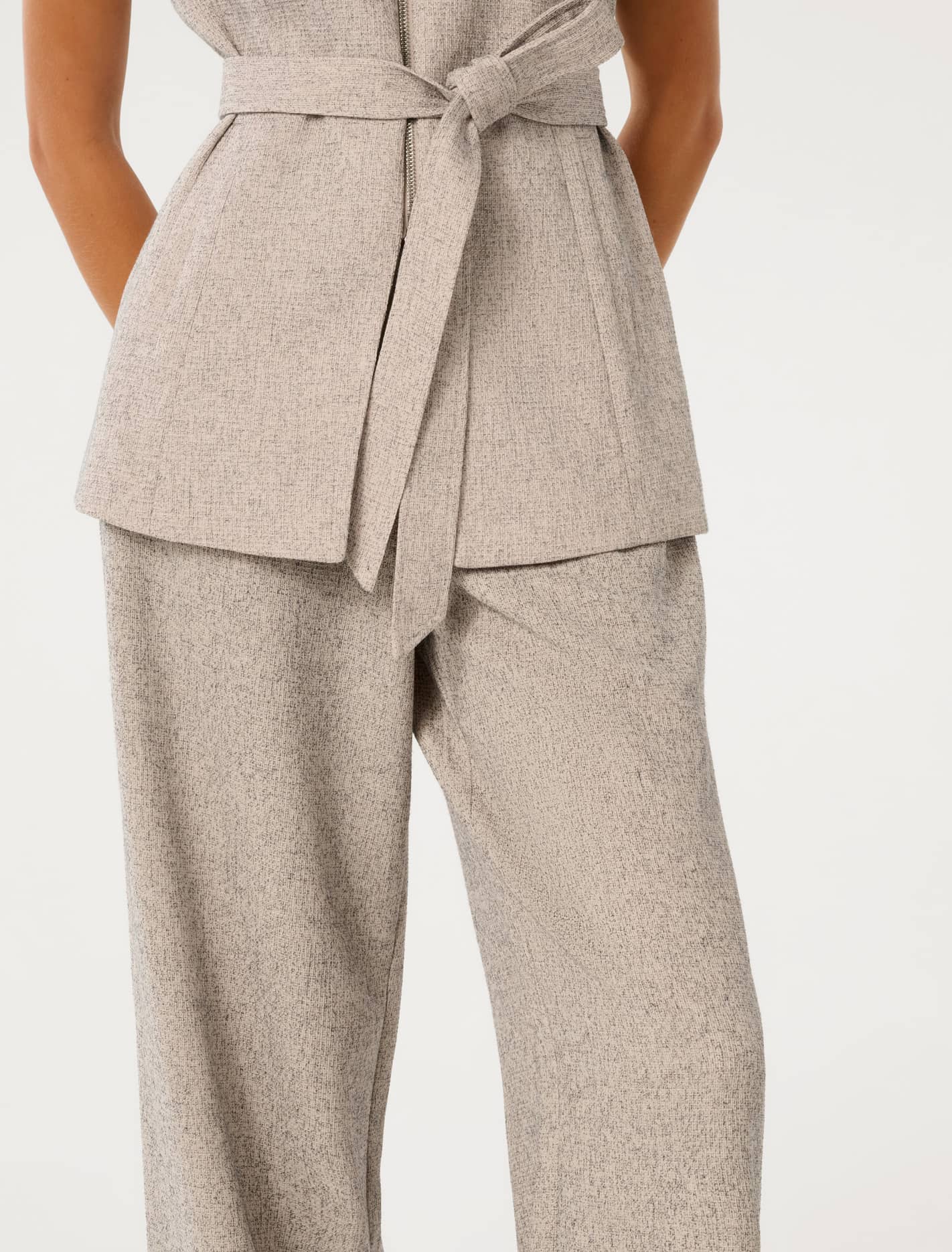 Jackie Textured Wide-Leg Pants Soft Grey Fleck