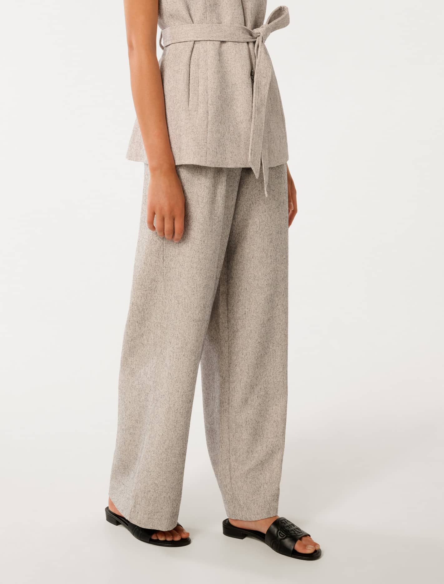 Jackie Textured Wide-Leg Pants Soft Grey Fleck