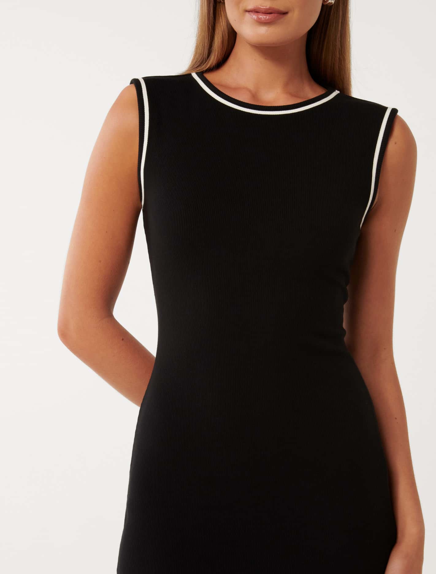 Tora Tipped Jersey Mini Dress Black