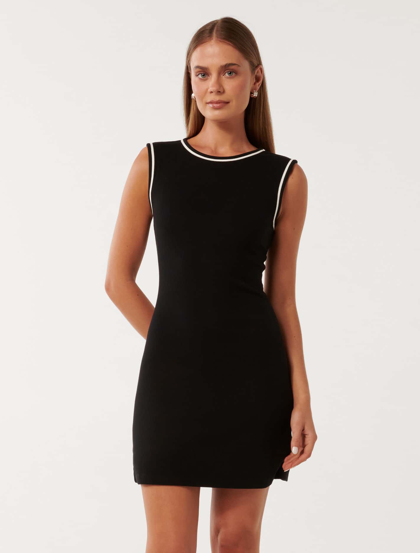 Tora Tipped Jersey Mini Dress Black