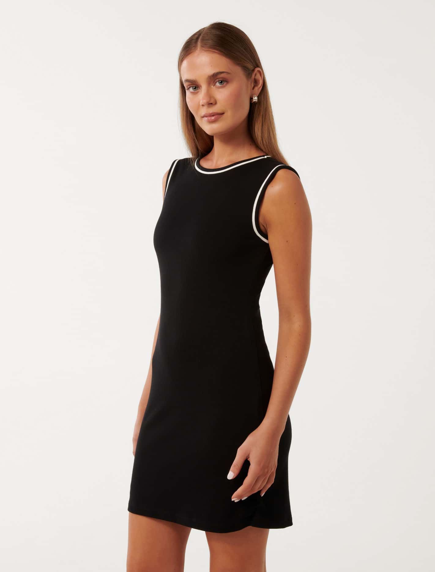 Tora Tipped Jersey Mini Dress Black