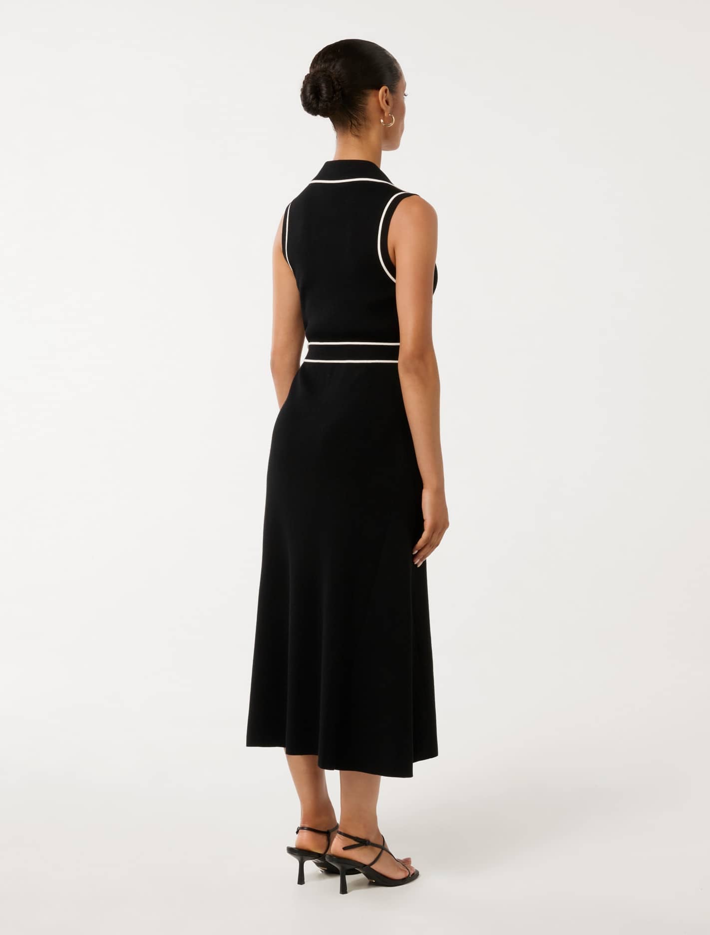 Adeline Petite Sleeveless Knit Midi Black and Porcelain