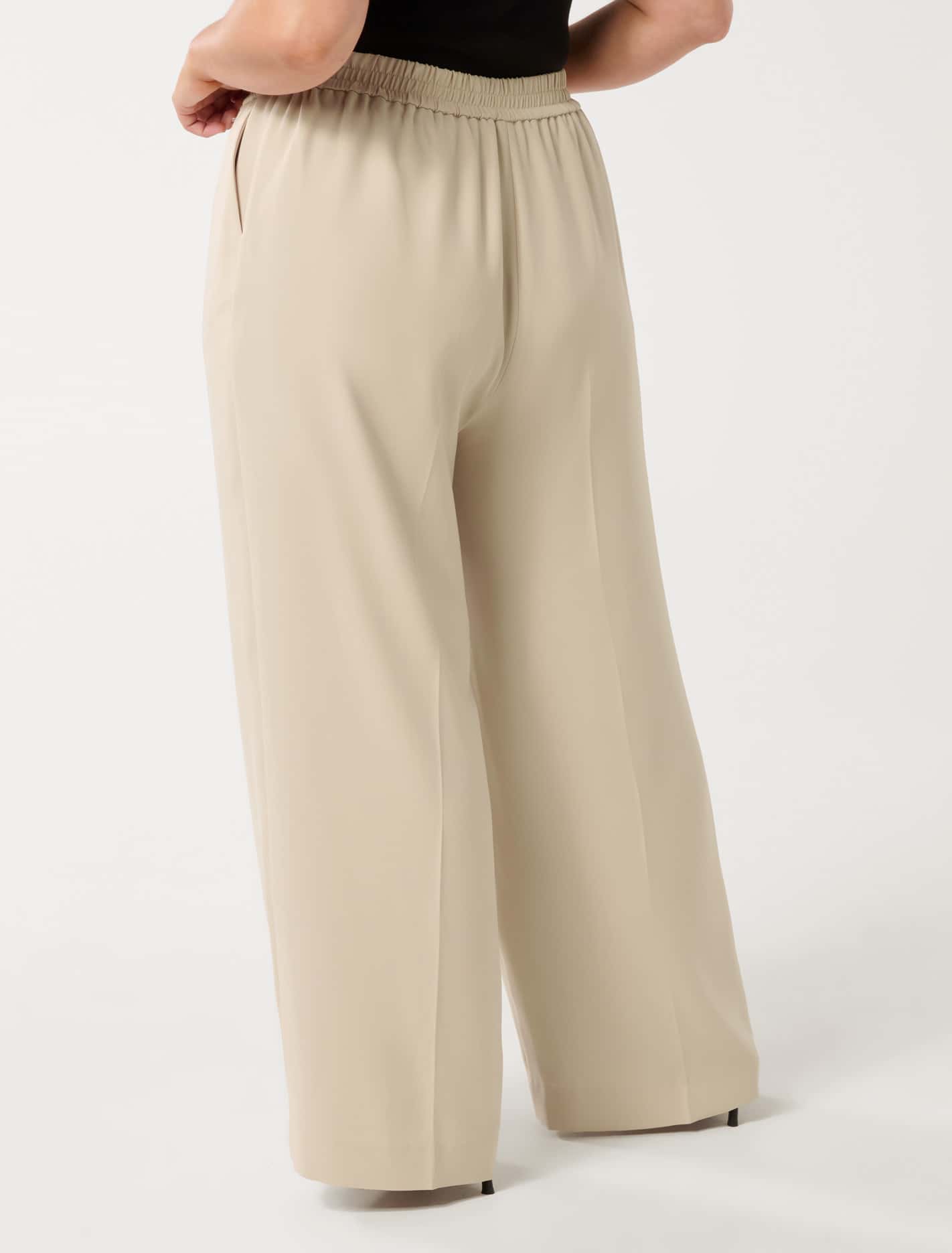 Enya Curve Elastic Wide Leg Pant Almond Milk