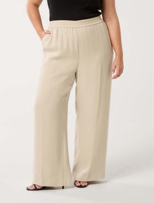 Enya Curve Elastic Wide Leg Pant Almond Milk