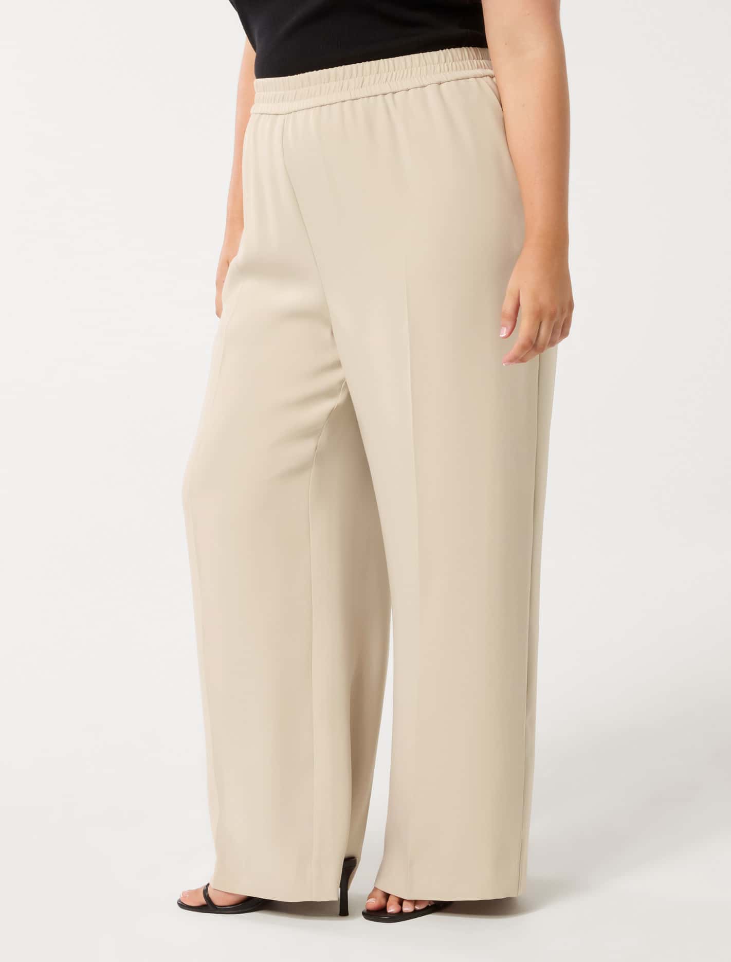 Enya Curve Elastic Wide Leg Pant Almond Milk