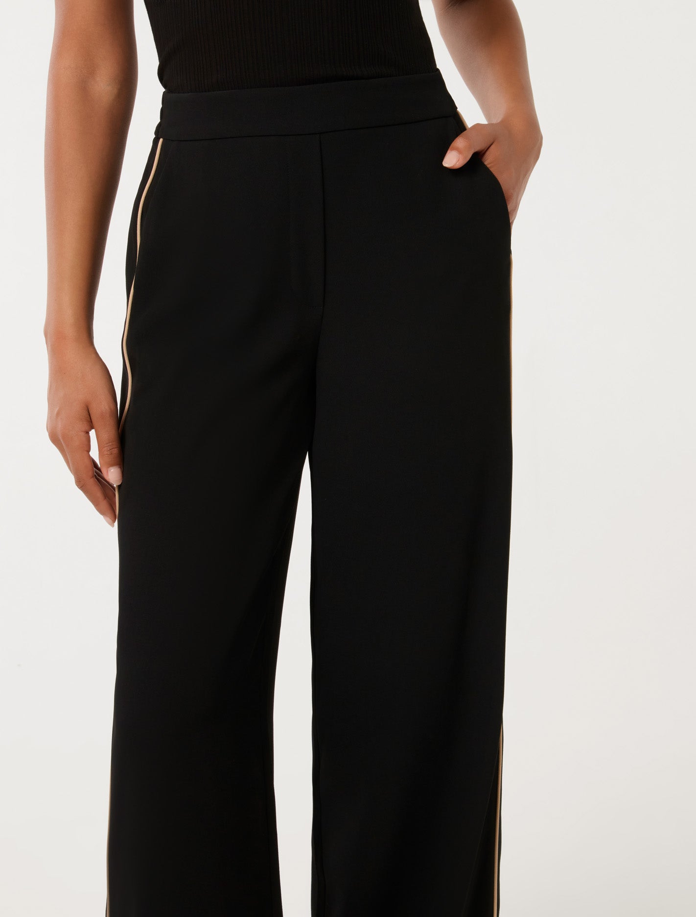 Brandi Stripe Wide Leg Pant Black
