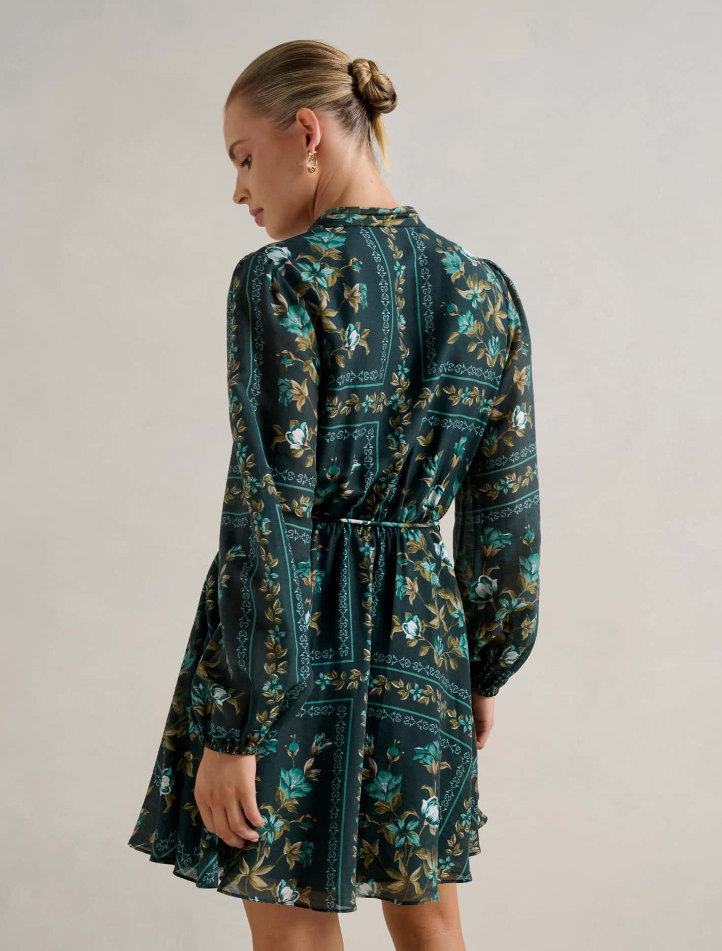 Tamila Printed Skater Mini Dress Green Bellview Floral