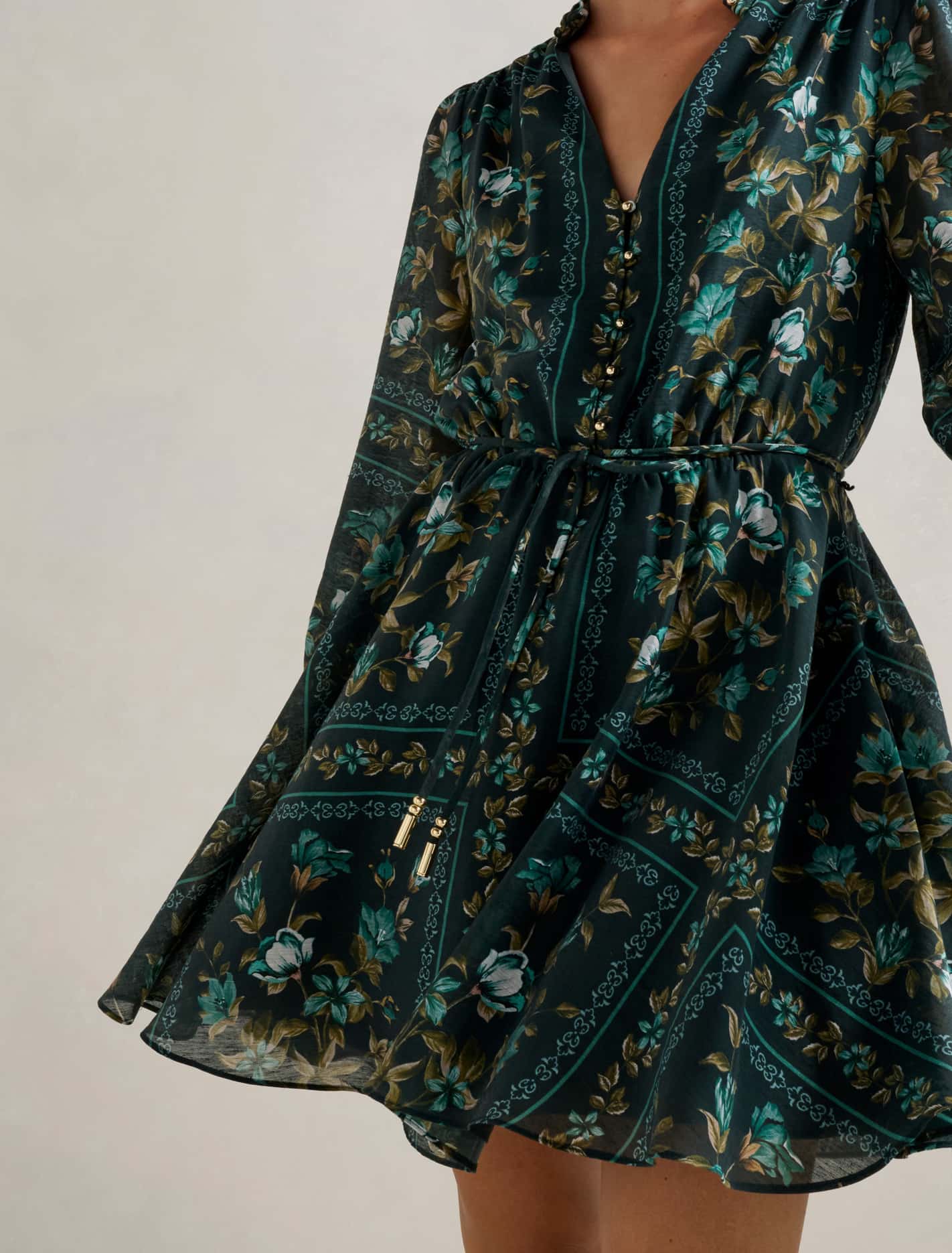 Tamila Printed Skater Mini Dress Green Bellview Floral